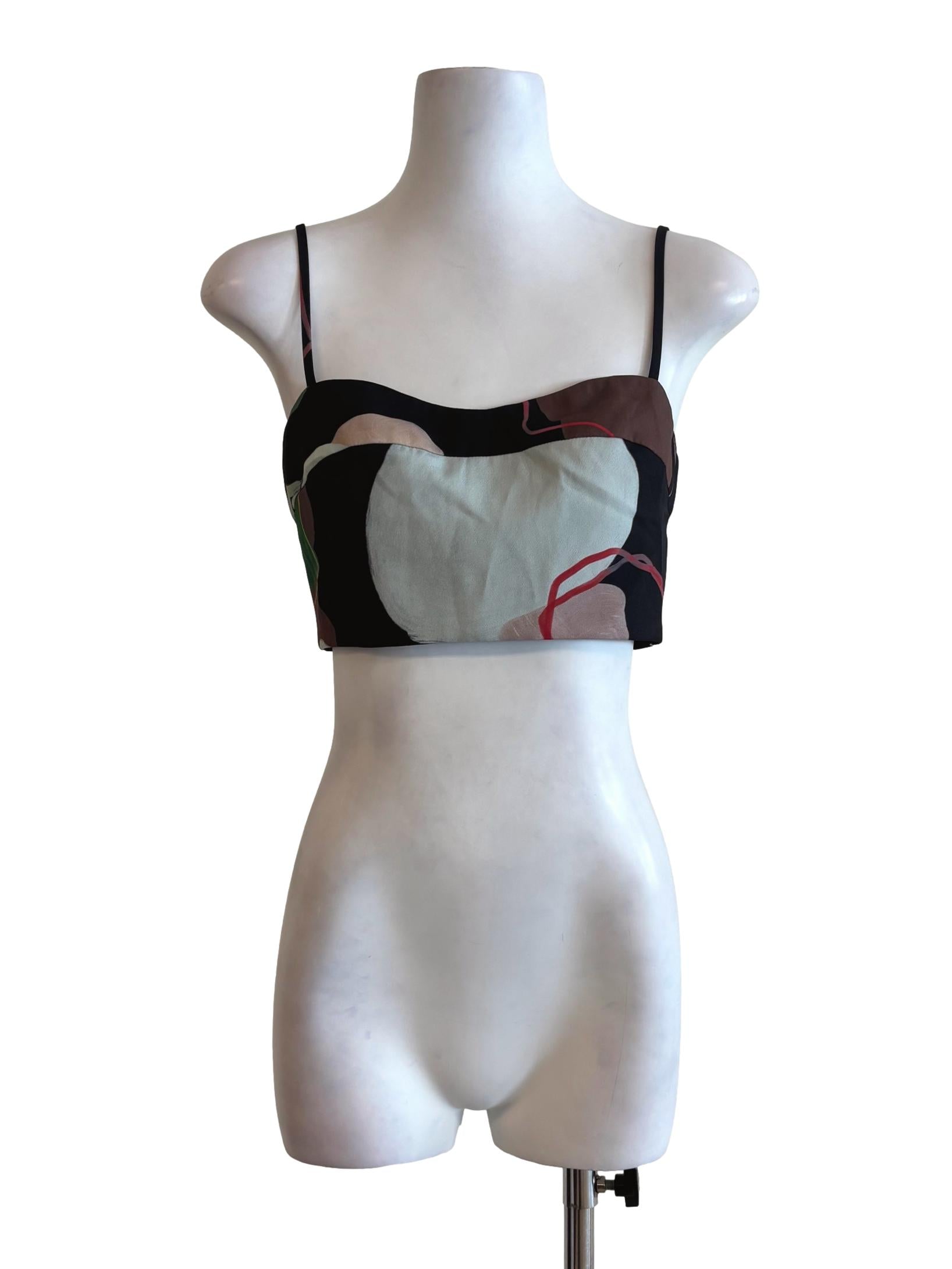 Black Abstract Cropped Camisole LB