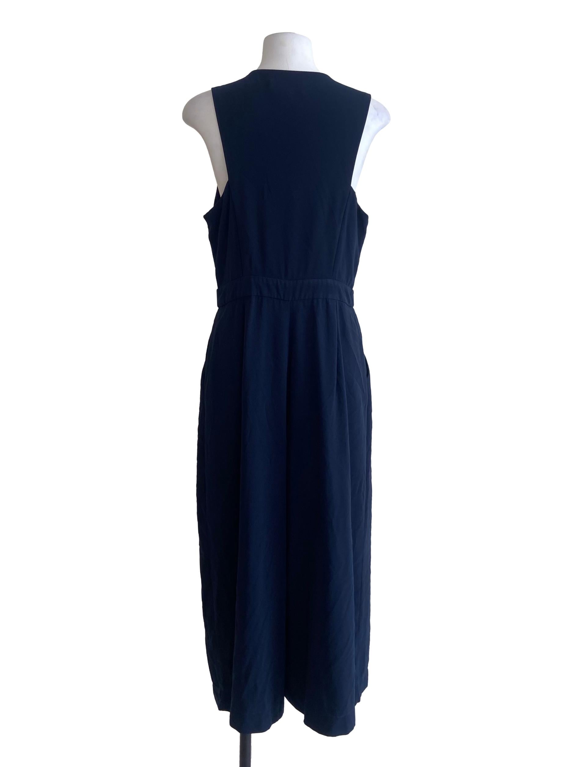 Navy Blue V-Neck Jumpsuit
