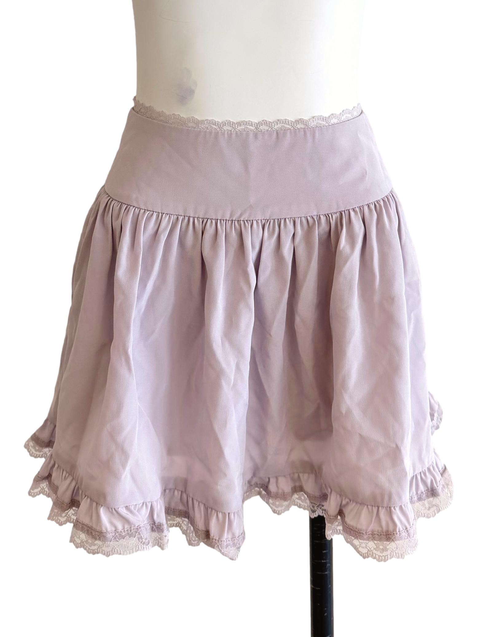 Lilac Purple Waist Yoke Mini Skirt