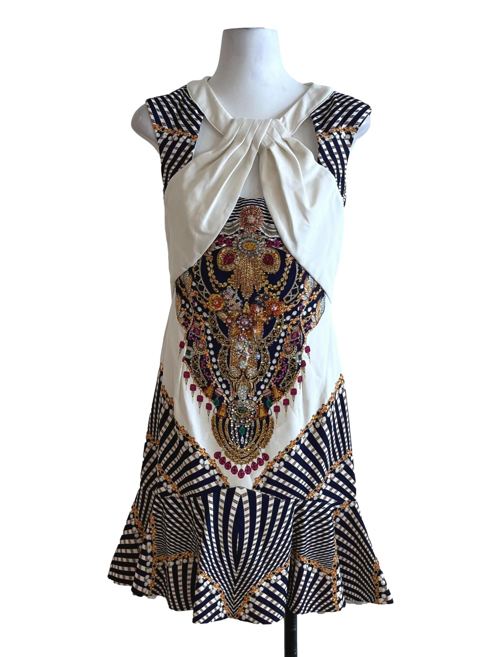 White Jewel Neckline Sheath Dress