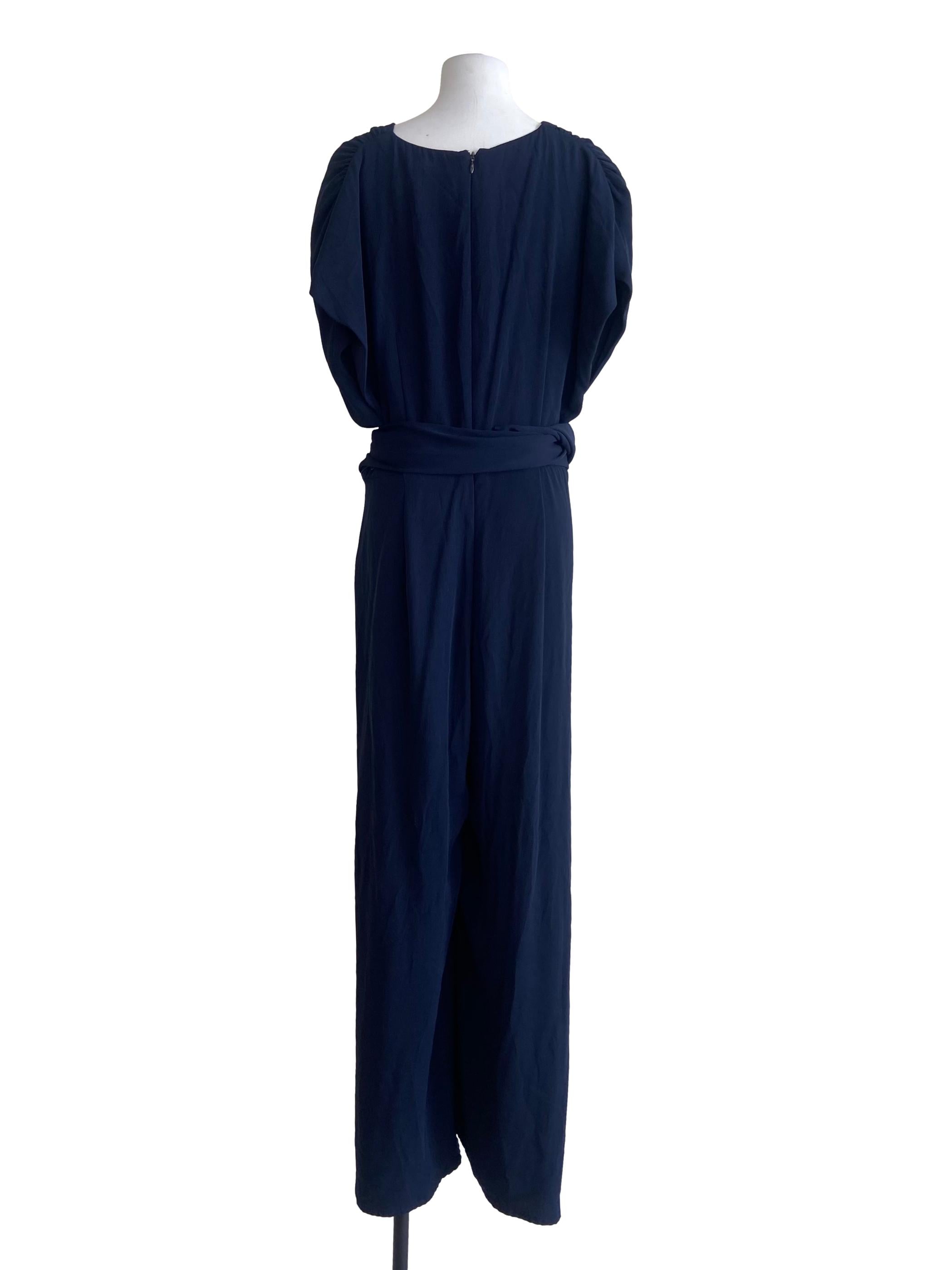 Denim Blue V-Neck Twill Jumpsuit