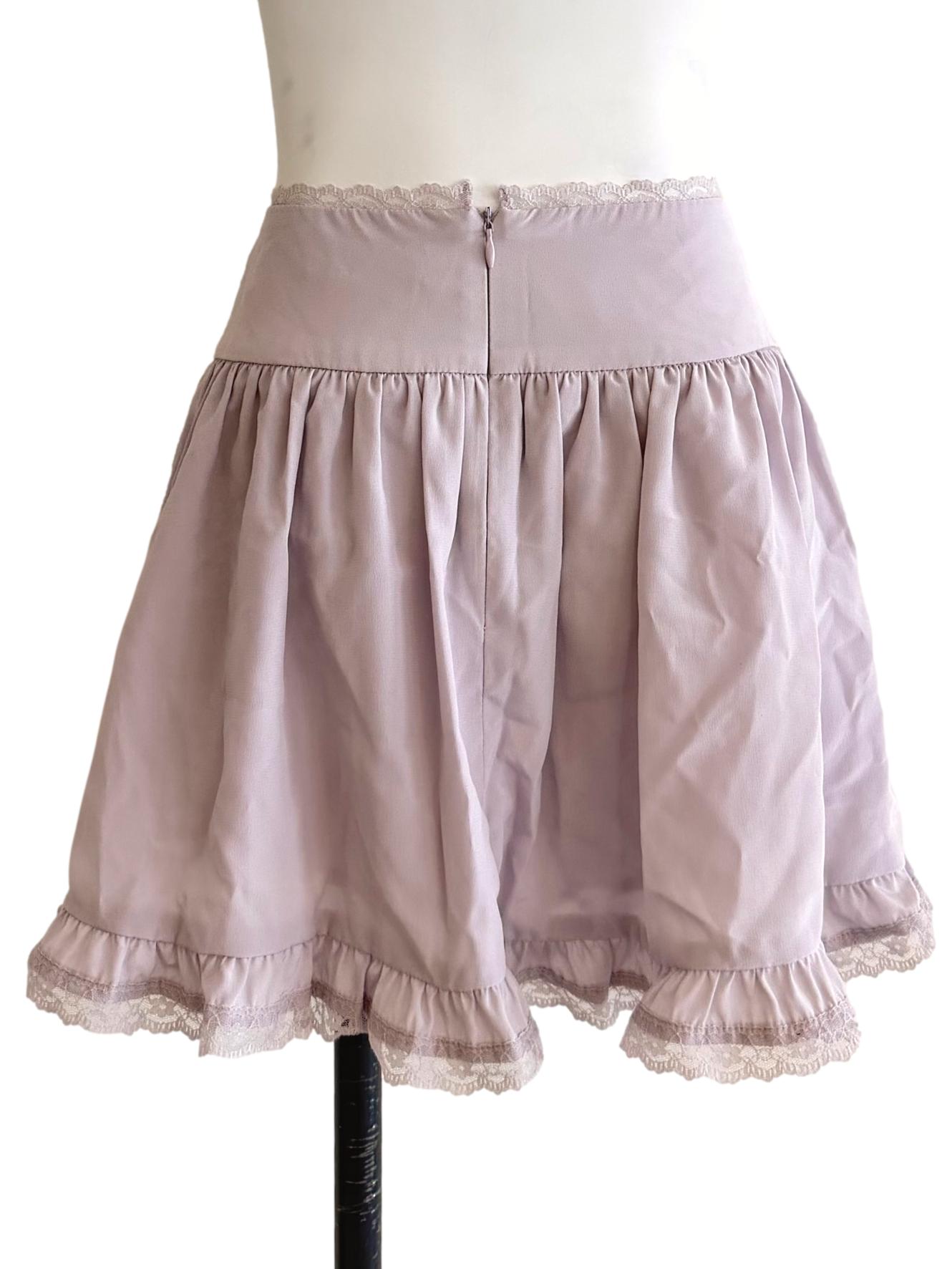 Lilac Purple Waist Yoke Mini Skirt