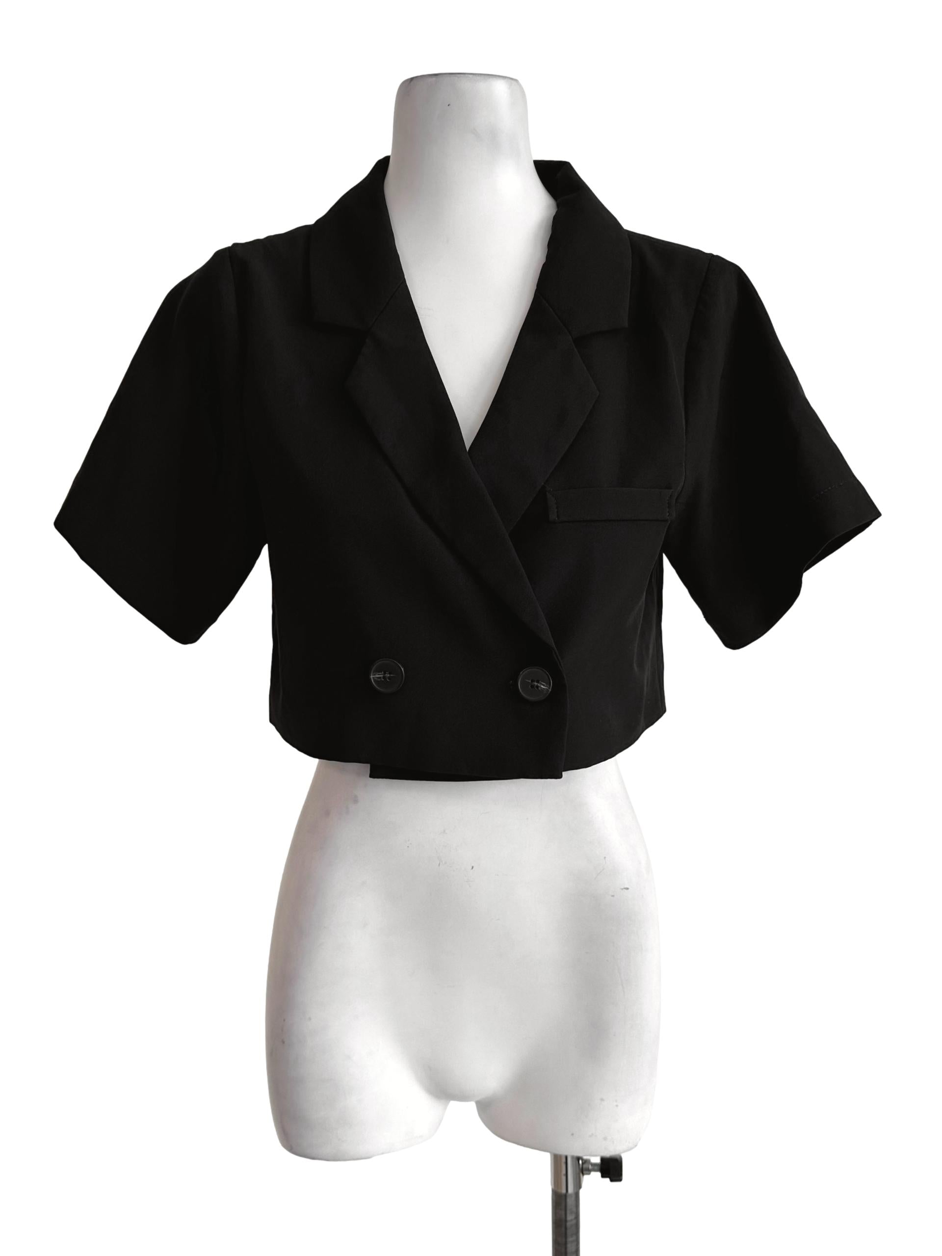 Coal Grey Collar Button Top