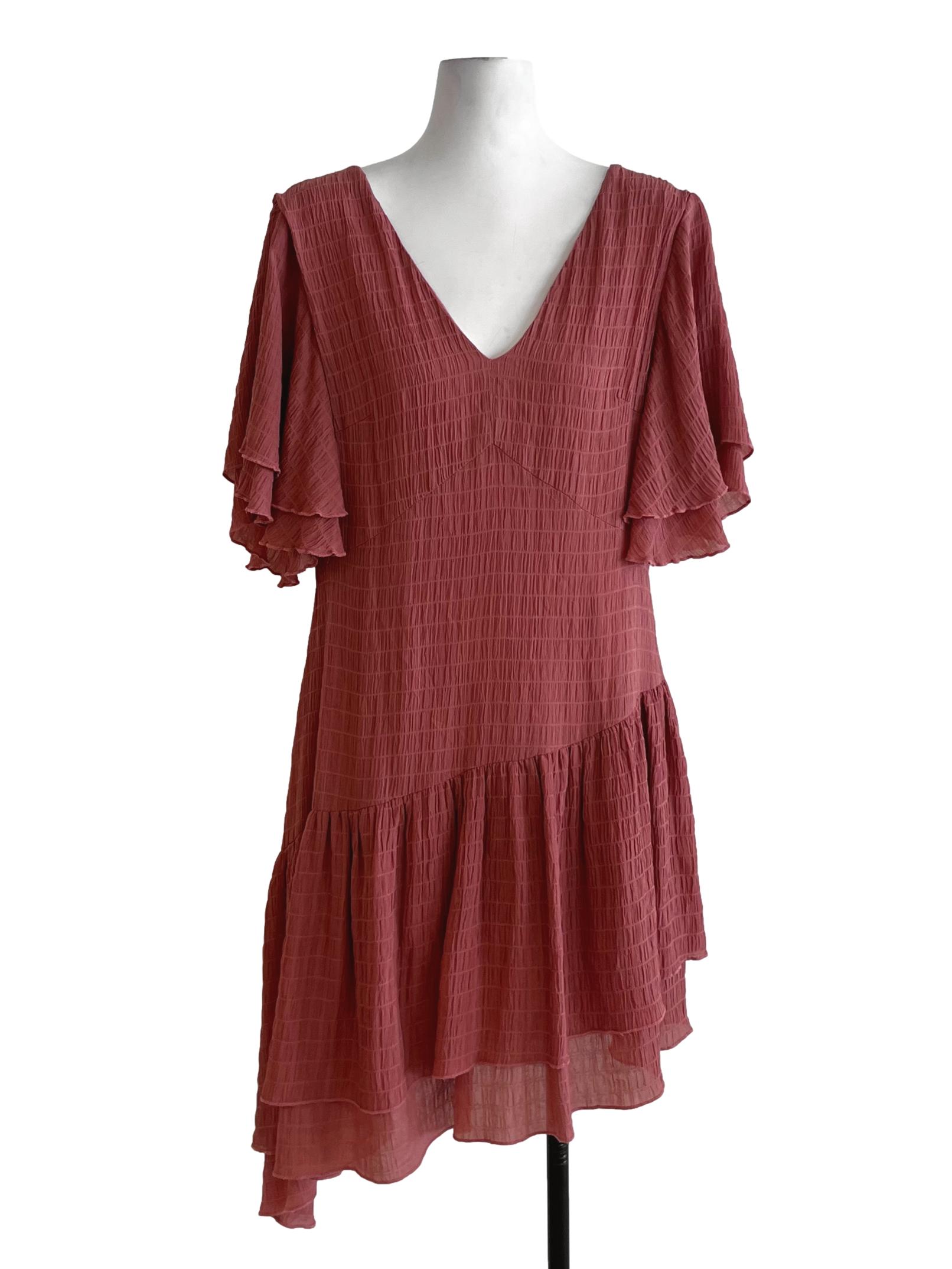 Blush Pink V-Neckline Empire Dress