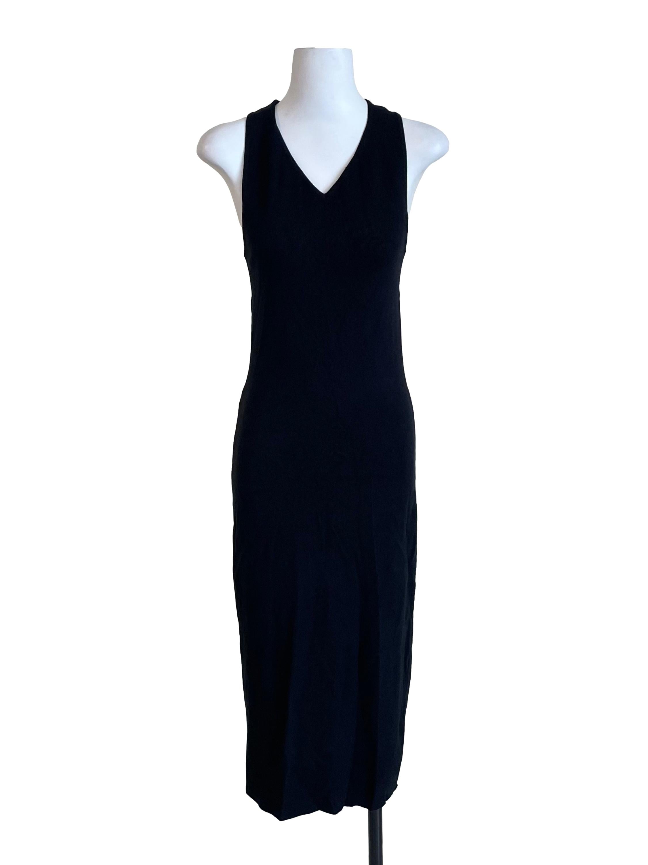Black V Neck Knit Bodycon Dress