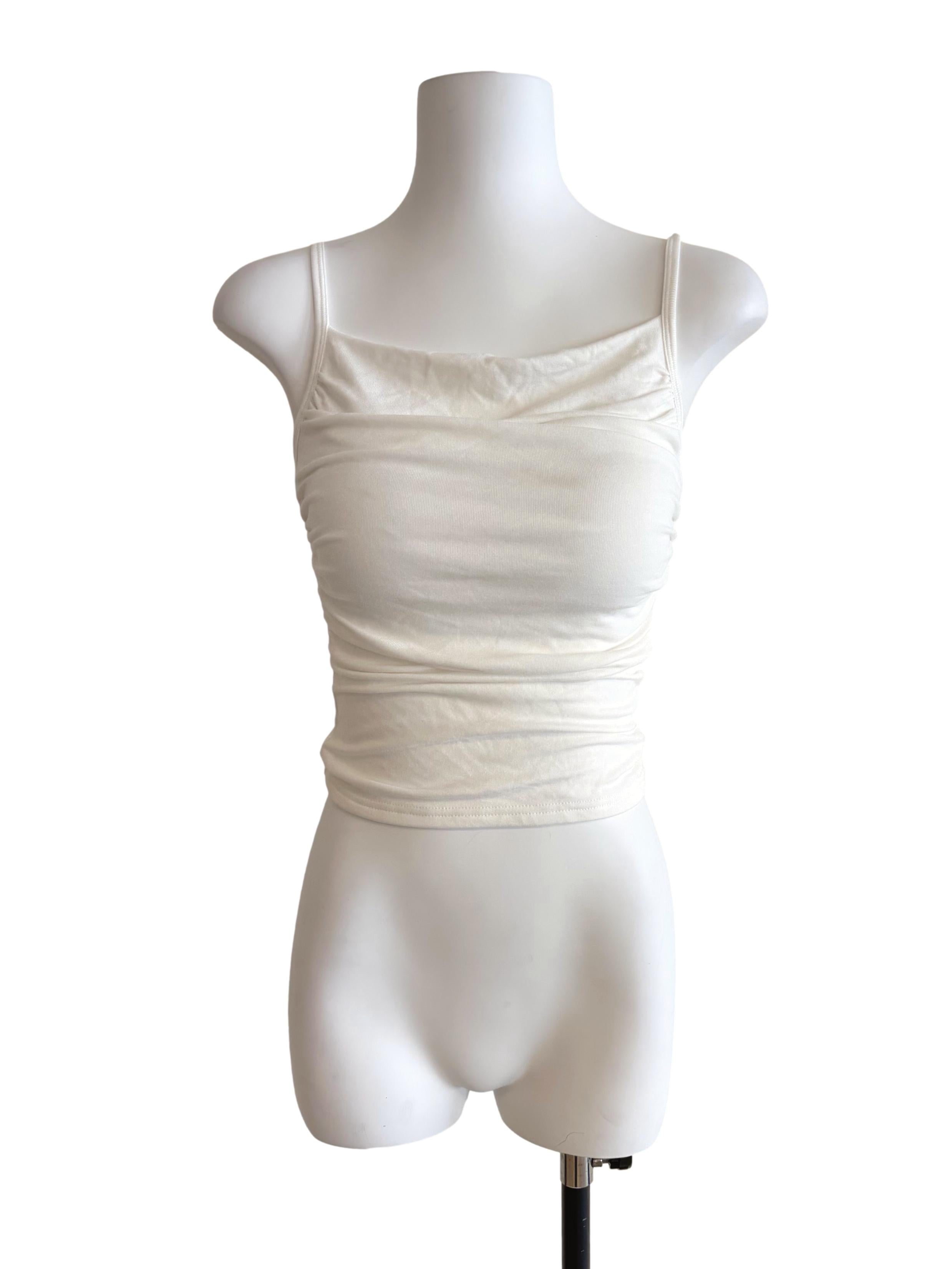 White Striped Crop Top