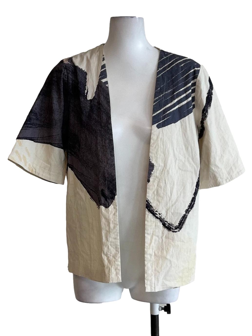 Beige And Grey Short Sleeve Outerwear OSN