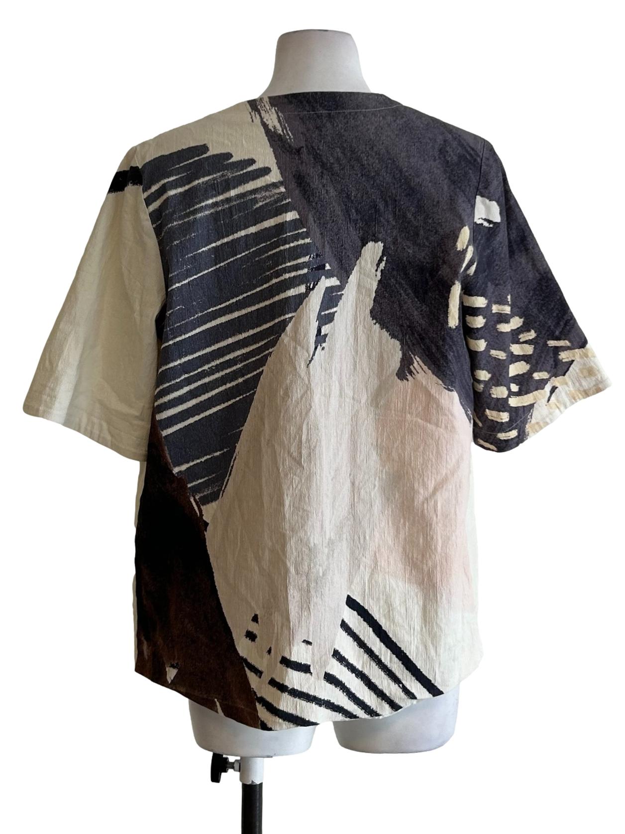 Beige And Grey Short Sleeve Outerwear OSN