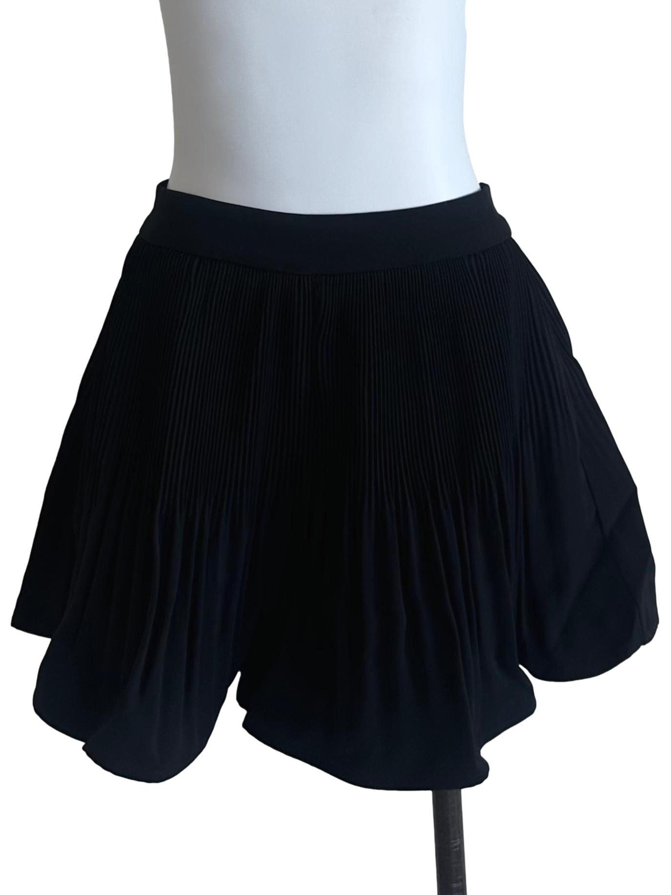 Rich Black Pleated Shorts