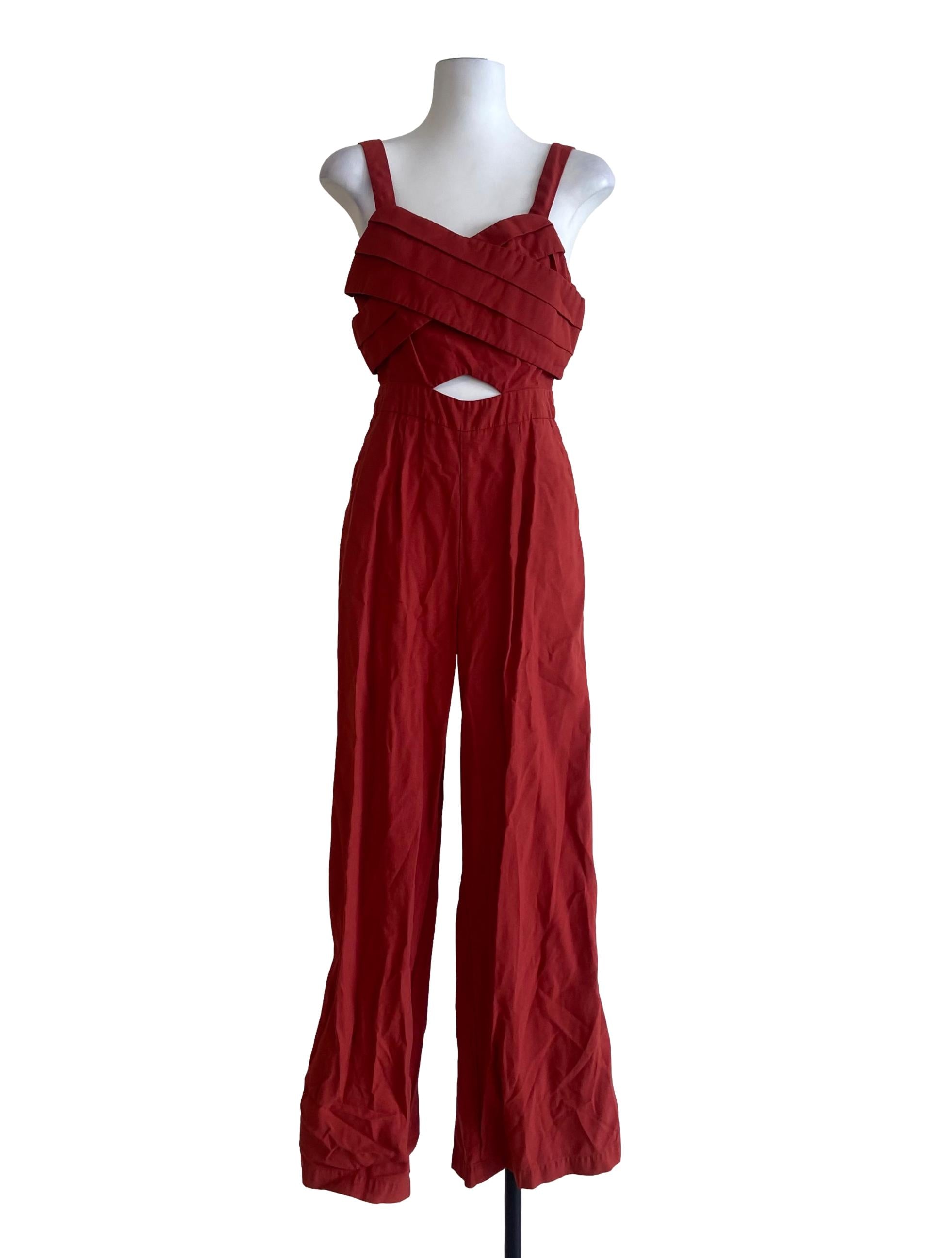 Brown Sleeveless Cut Out Jumpsuit