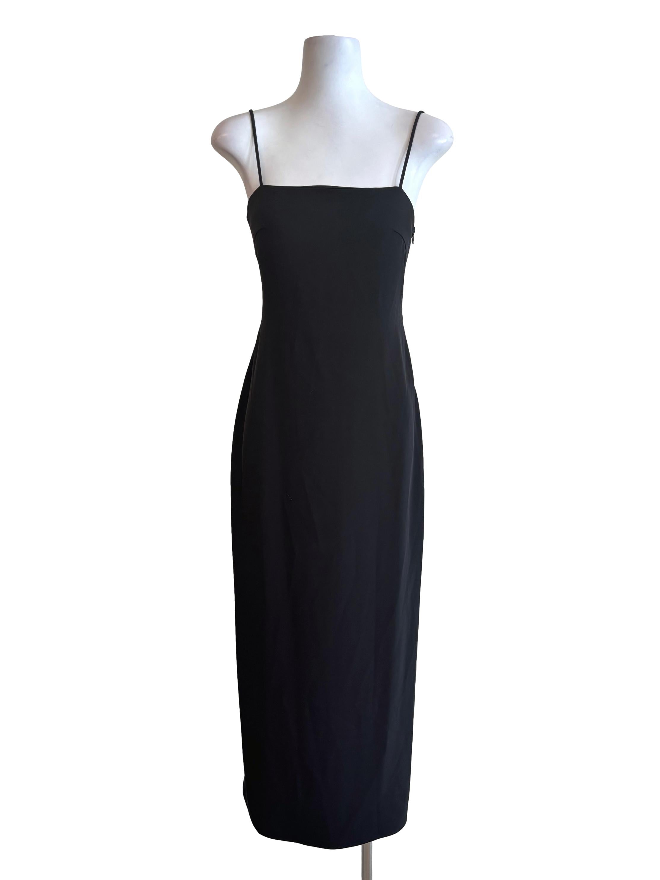 Jet Black Back Twist Slip Dress LB
