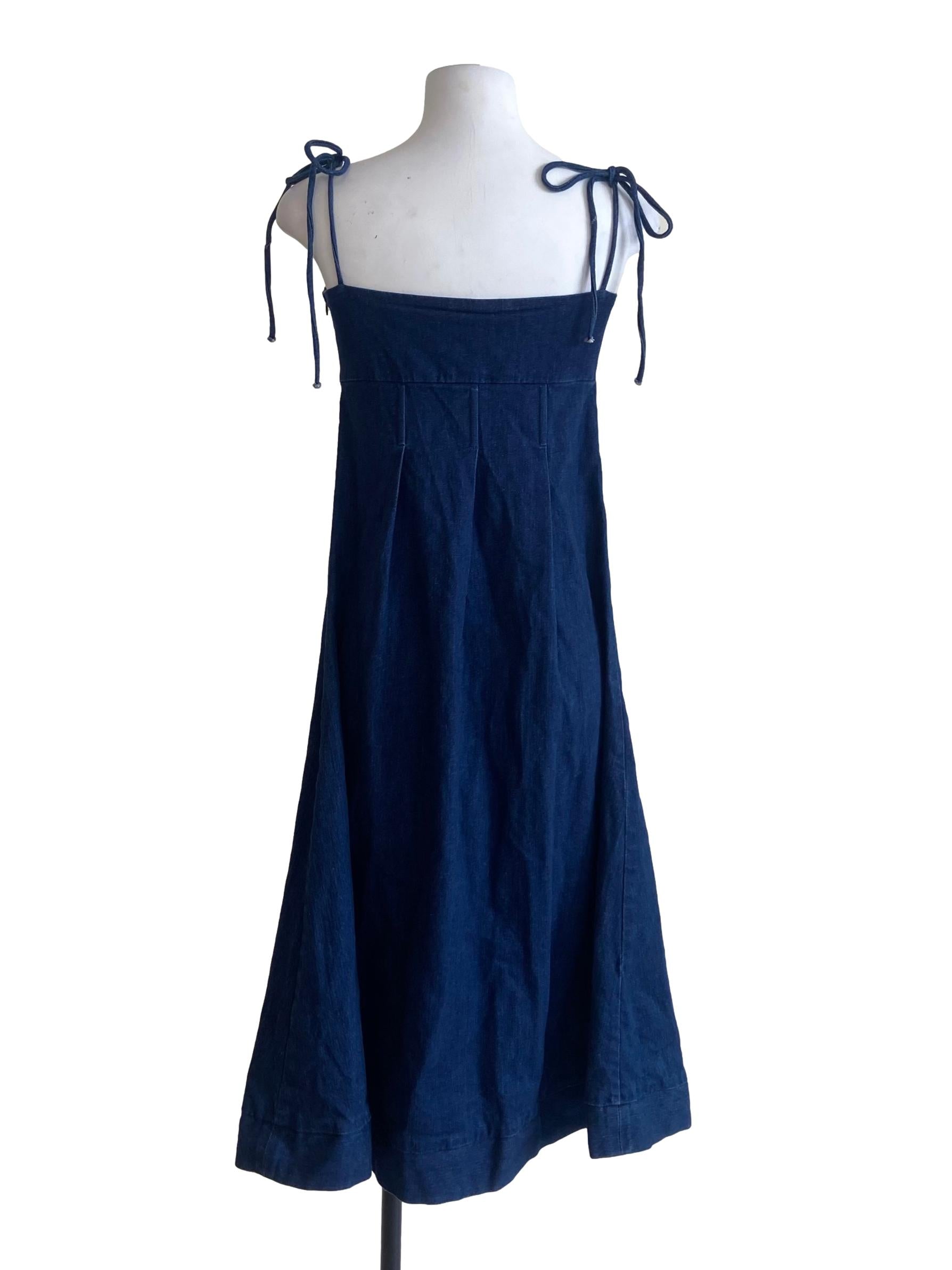 Denim Blue Spaghetti Straps A-Line Jeans Dress