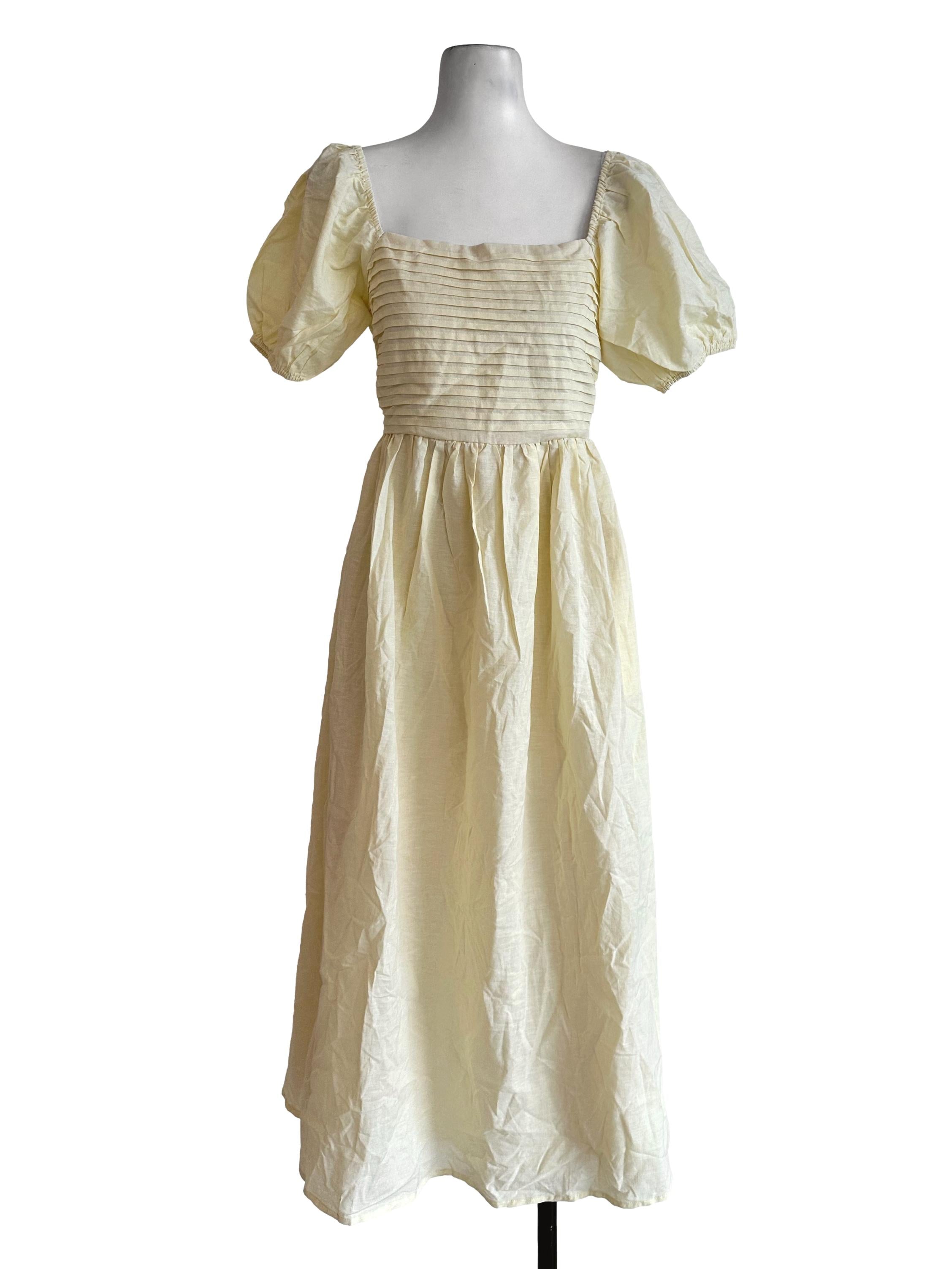 Lemon Yellow Texture Maxi Dress TWL