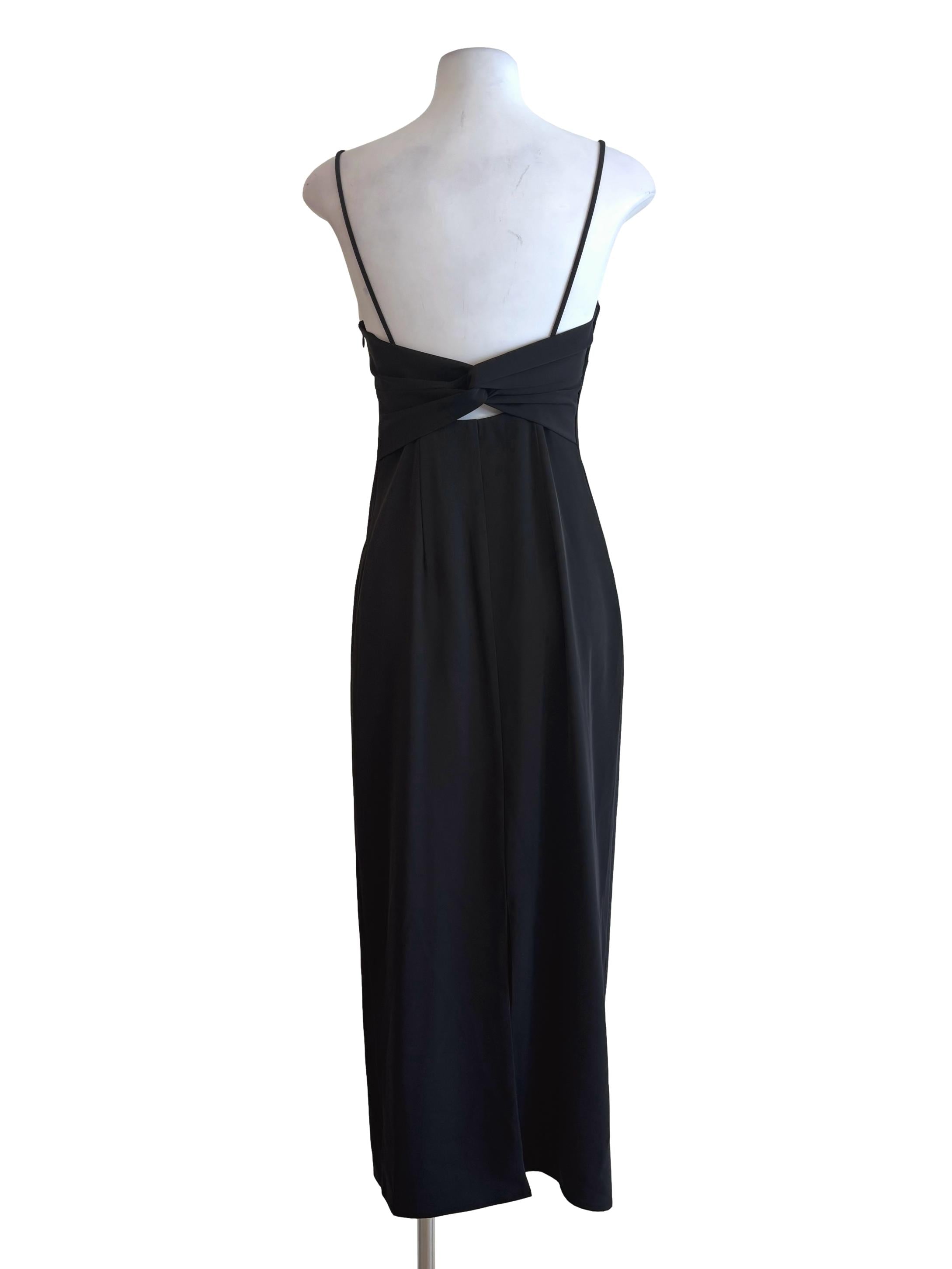 Jet Black Back Twist Slip Dress LB