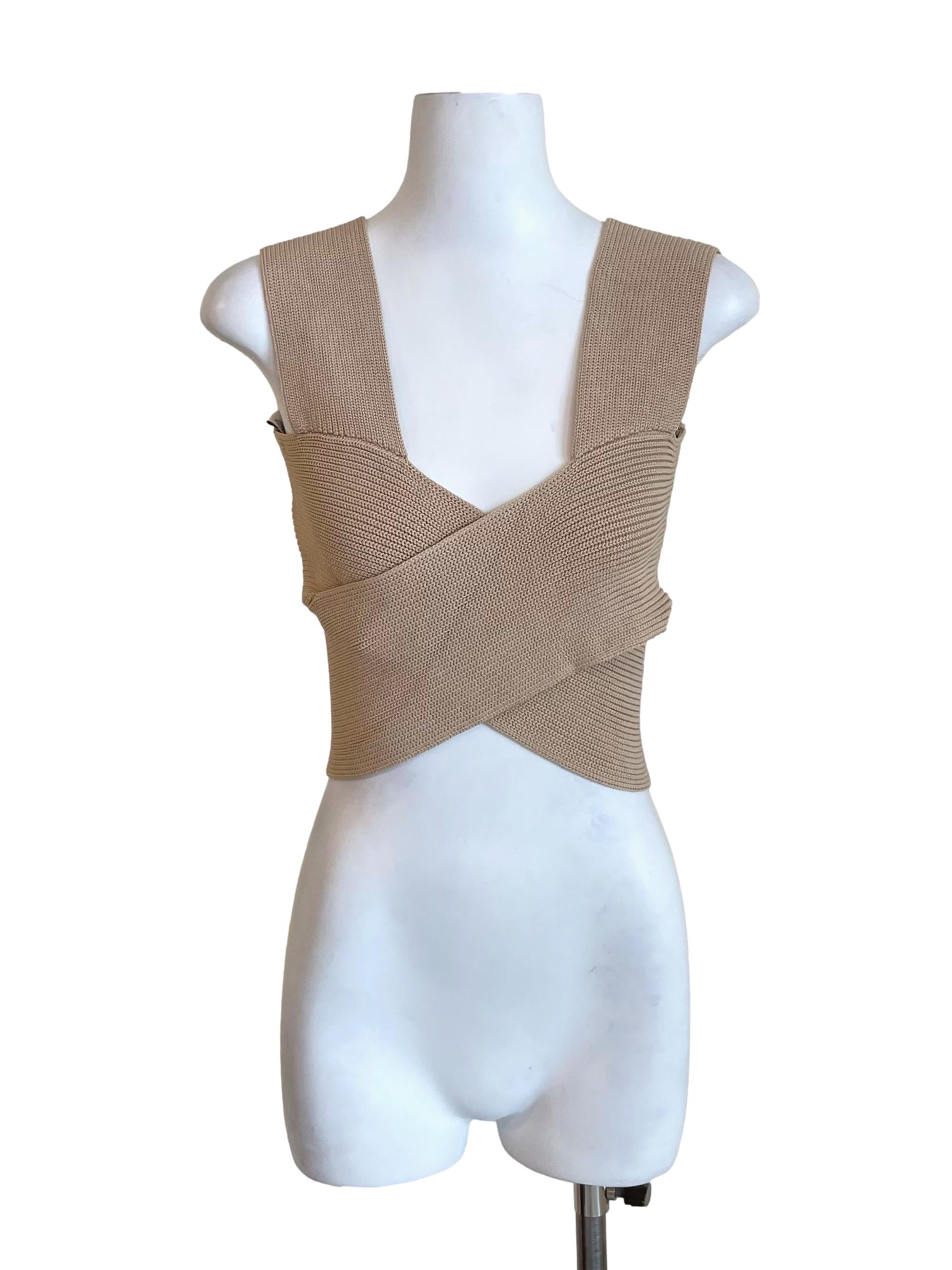 Latte Crossed Knit Top