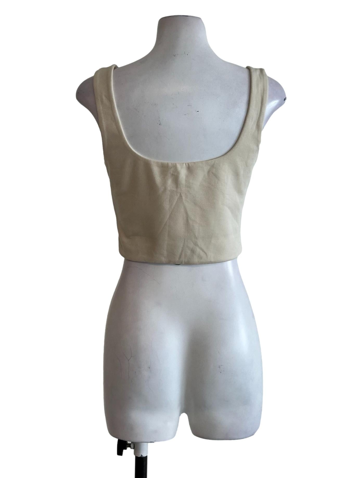 Beige Fitted Sleeveless Top OSN
