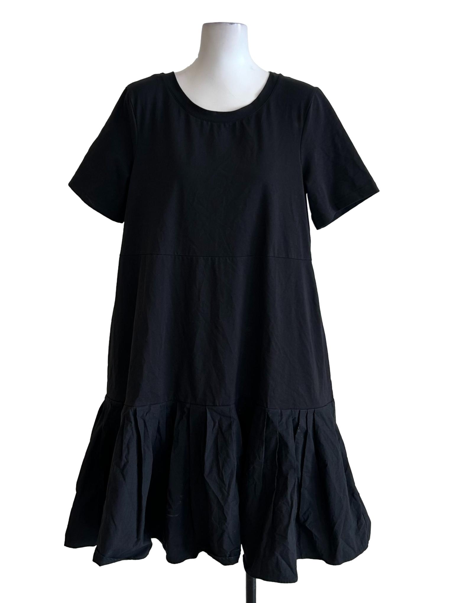 Black Drop Waist Shirt Dress