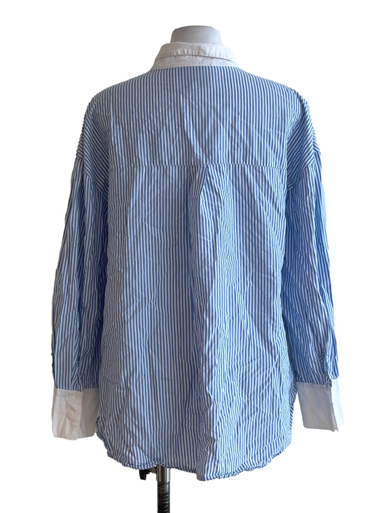 Blue Bengal Stripe Button-Down Blouse