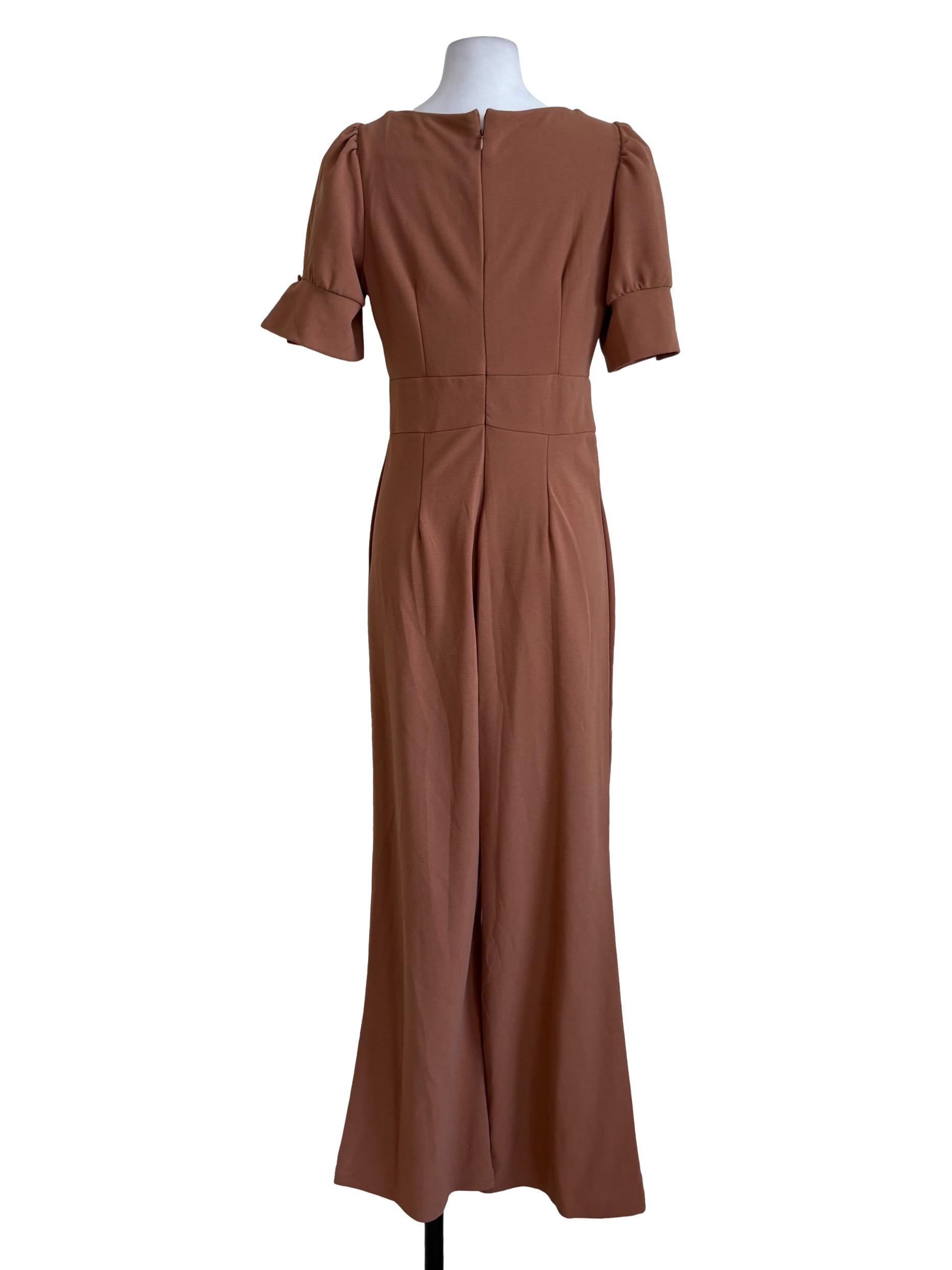 Tawny Brown Pleated Waistband Jumpsuit