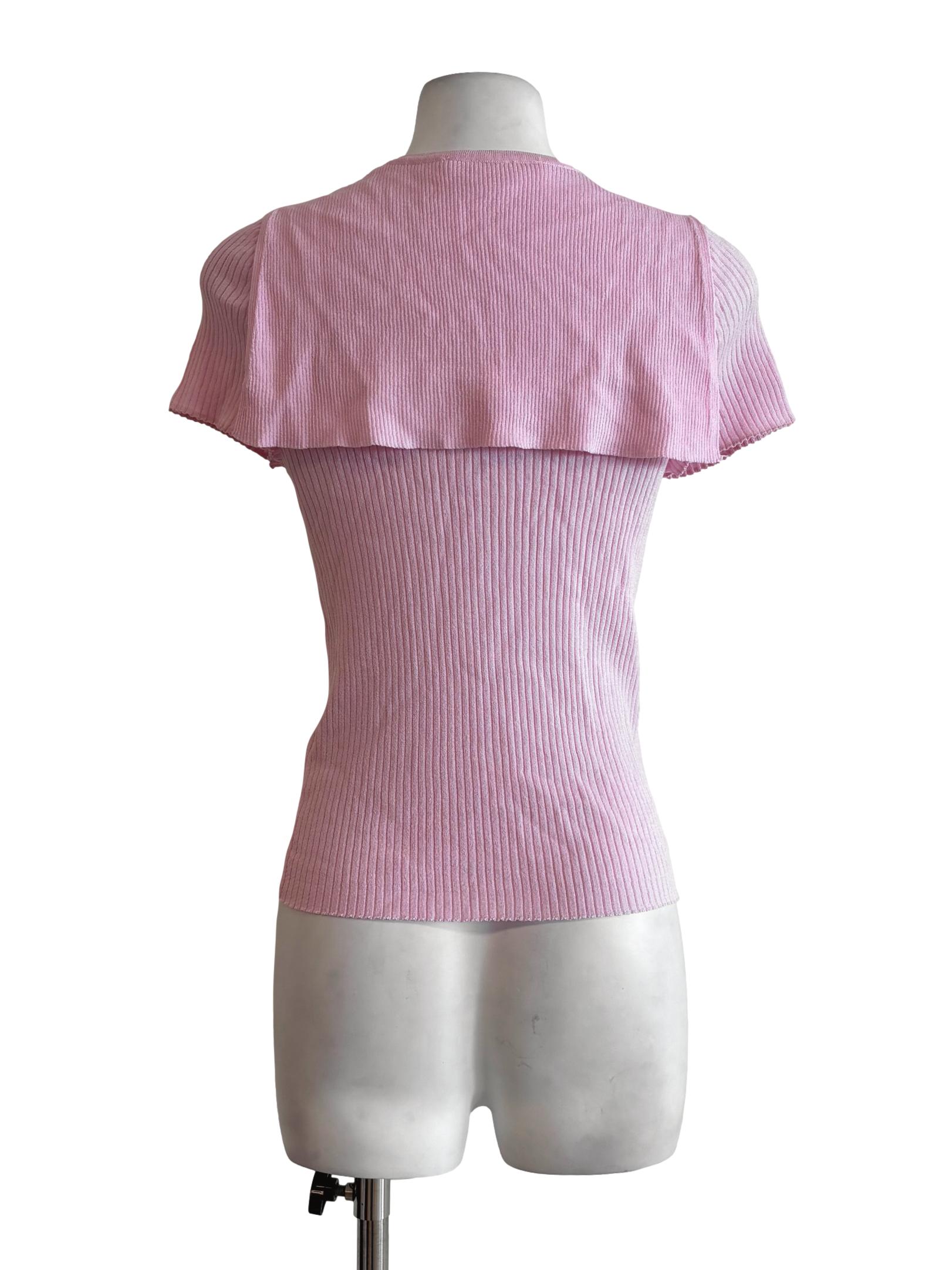 Flamingo Pink Ribbed Knit Top LB