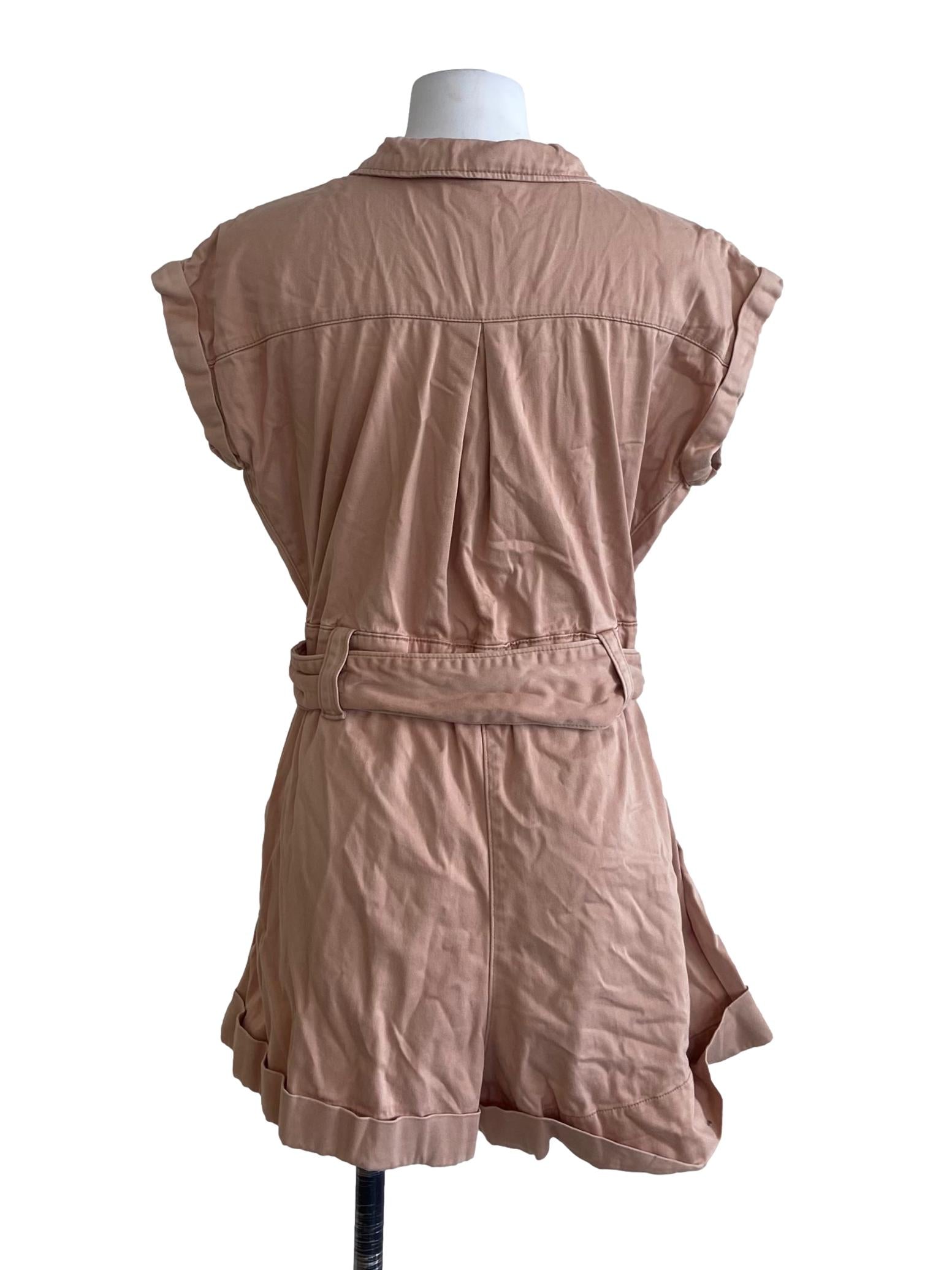 Coconut Beige Half Button Romper