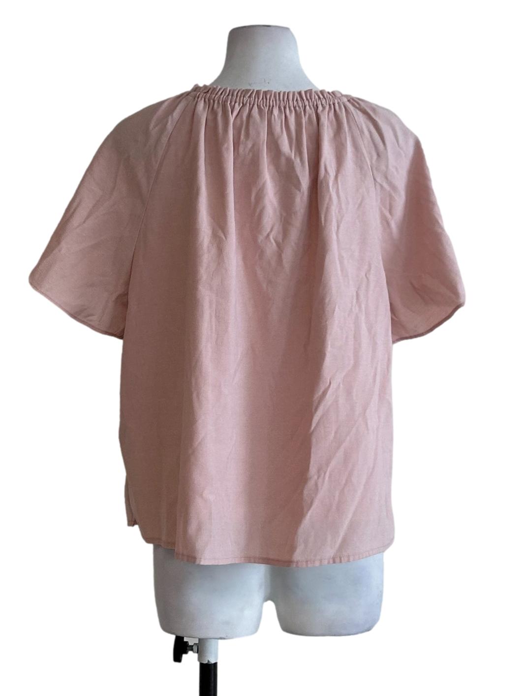 Pink Crinkle Neckline Blouse OSN