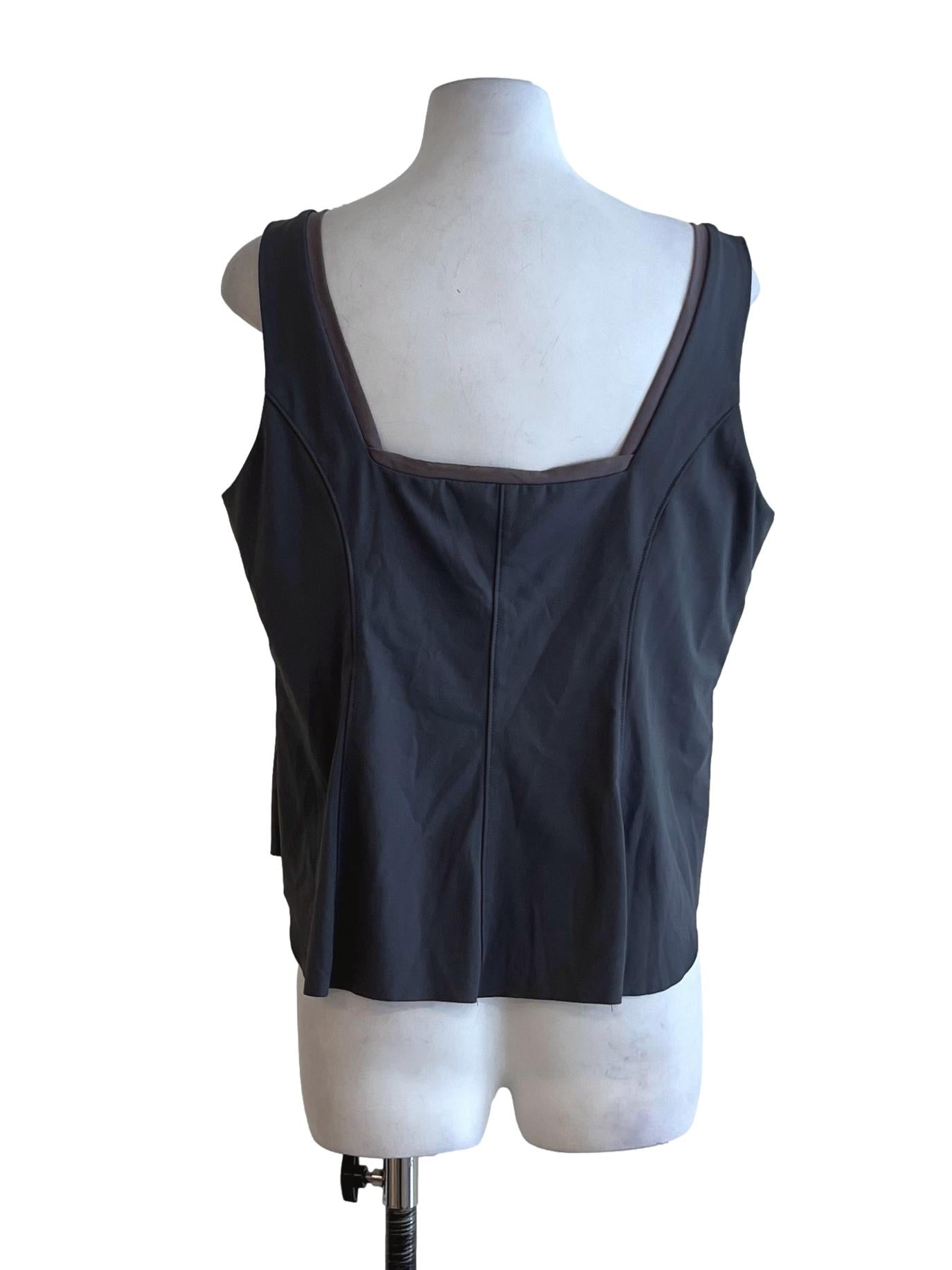 Grey Square Neckline Sleeveless Top