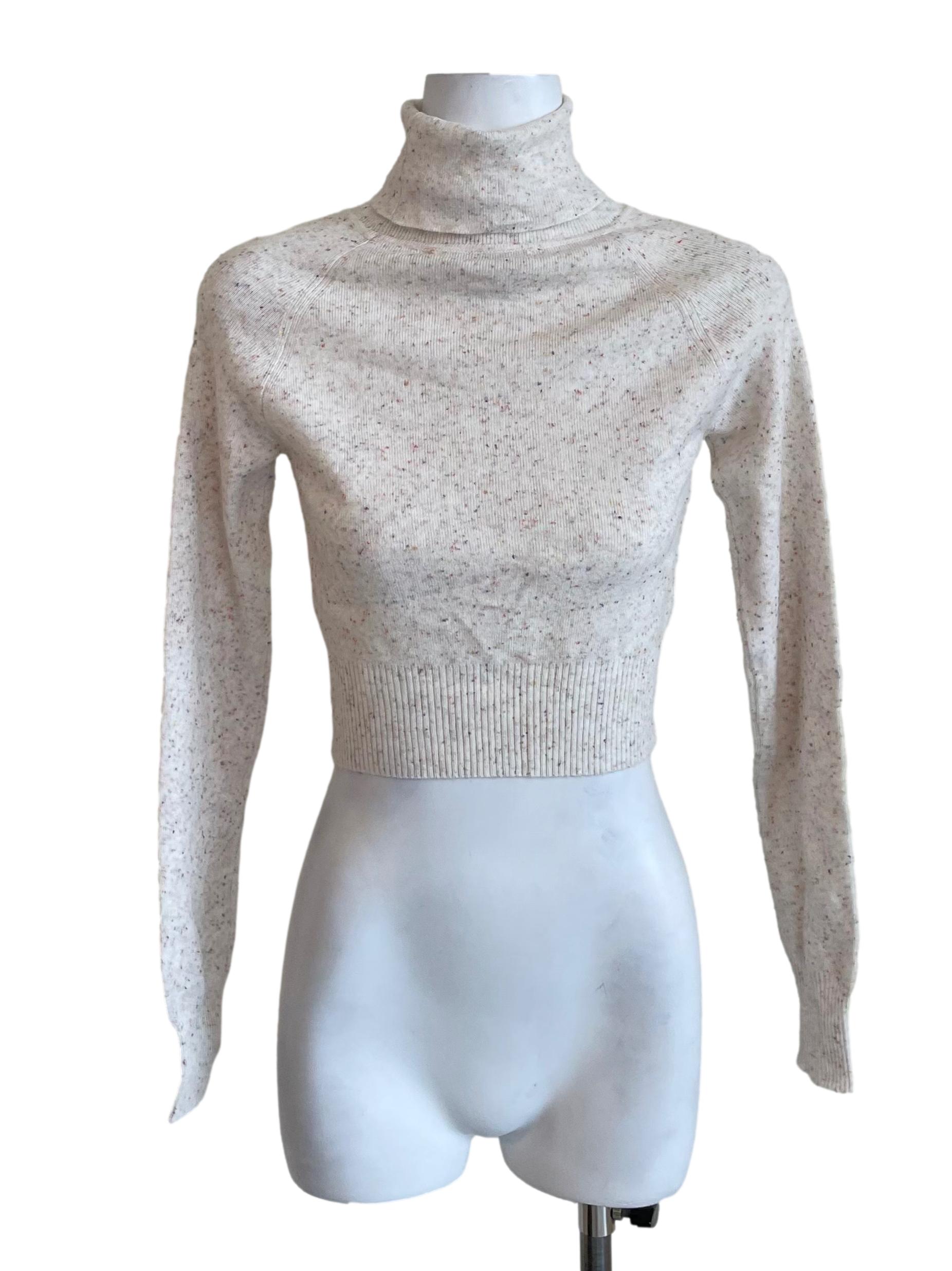 Off White Colorful Dots Turtle Neck Sweater