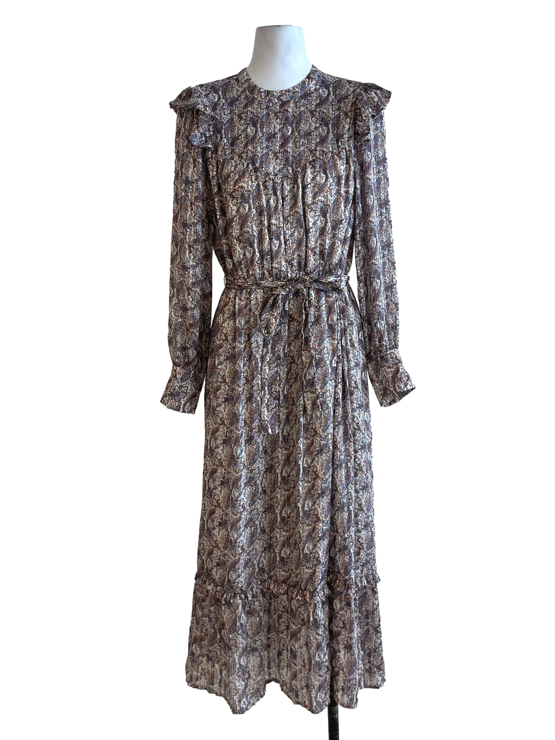 Cream White Floral Empire Dress