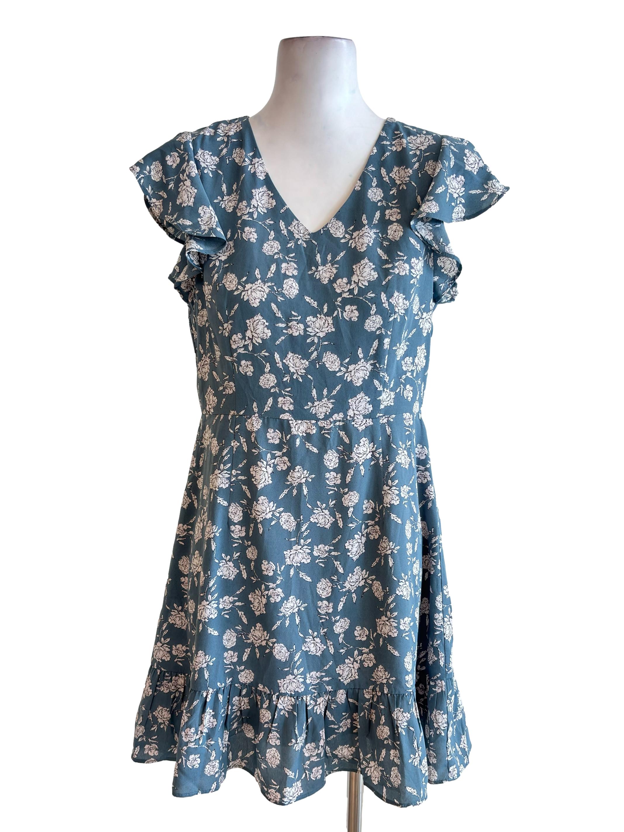 Stone Blue Flutter A-Line Dress
