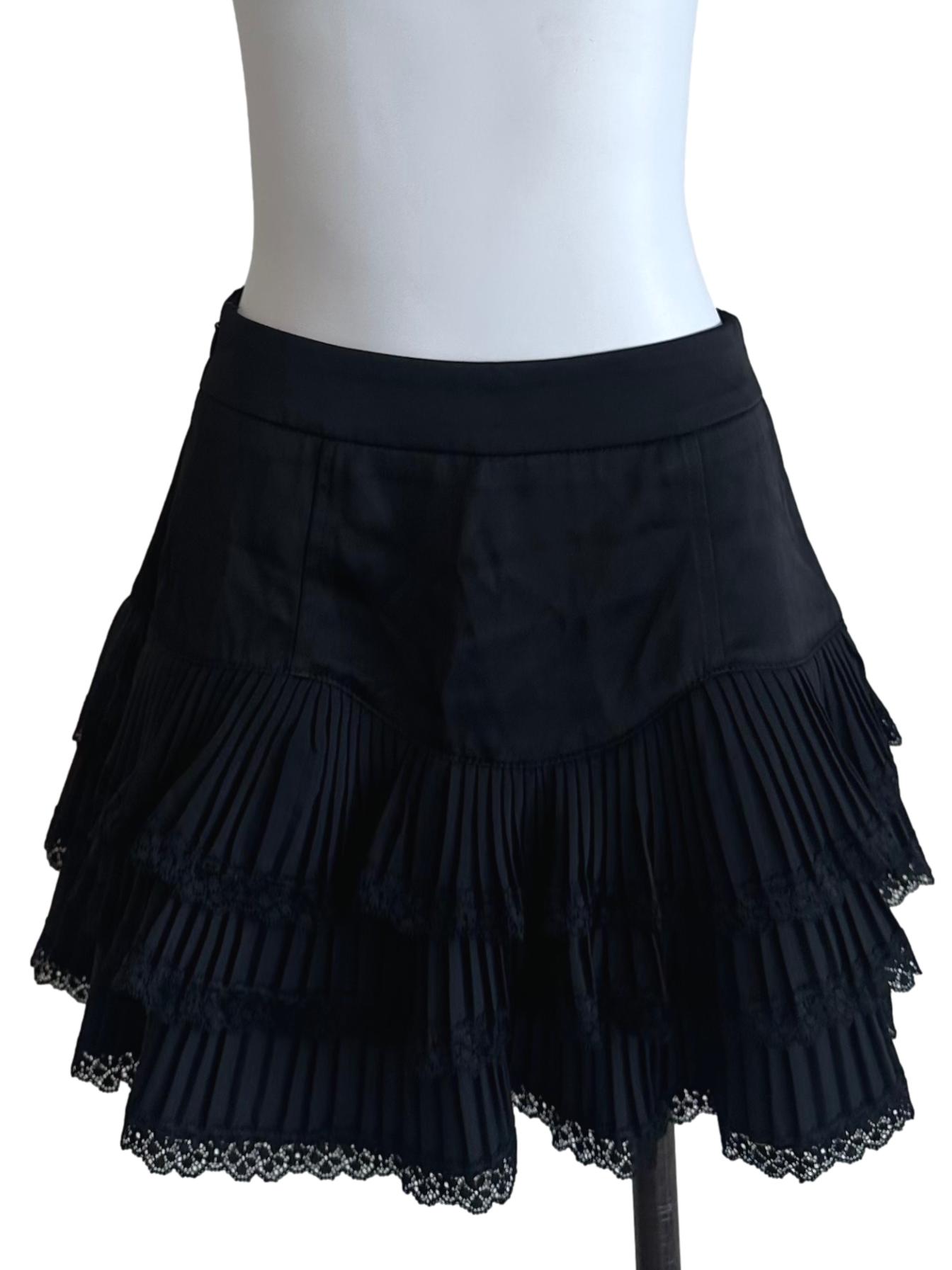 Onyx Black Pleated Layered Skort