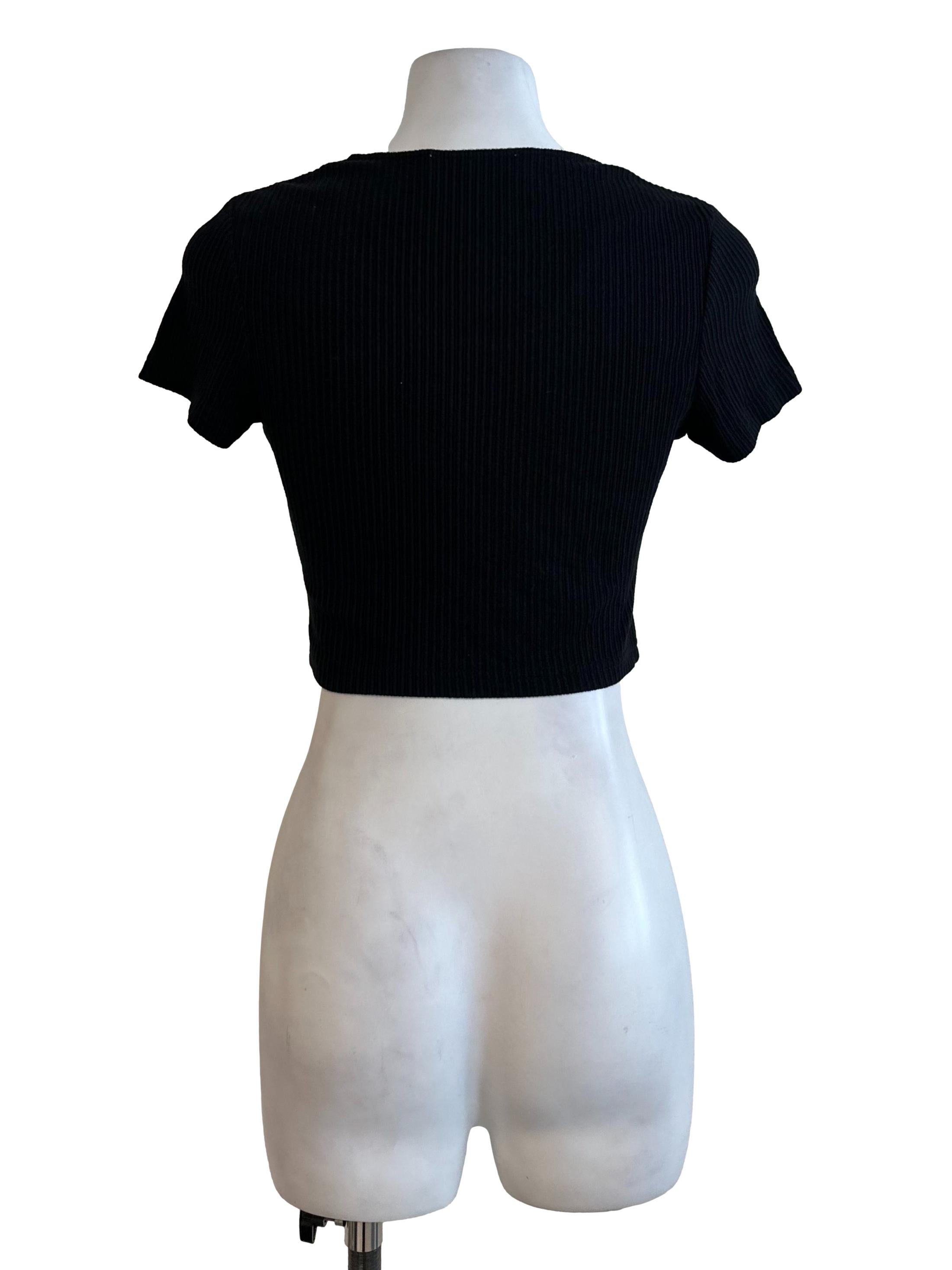 Black Knit Ribbon Top