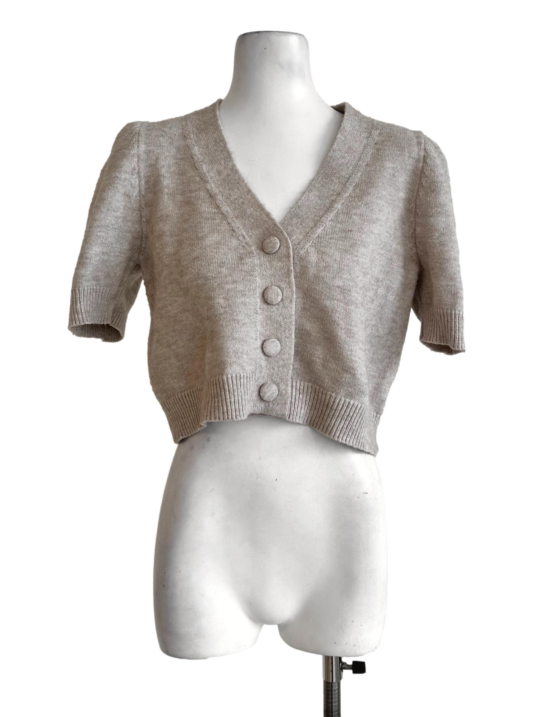 Sandcastle Beige V Neckline Knit Top LB