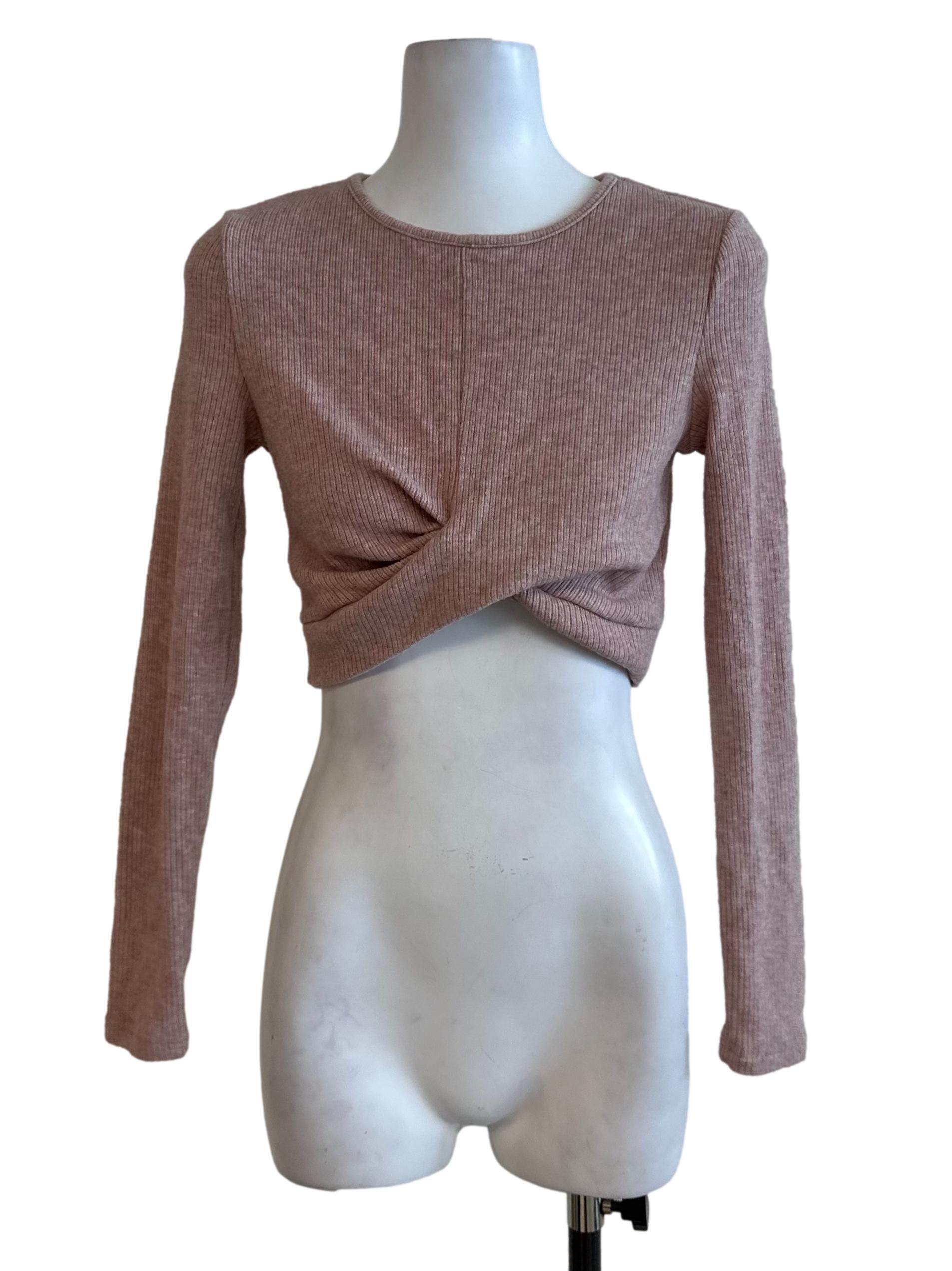 Dusty Pink Knit Knot Long Sleeve Top