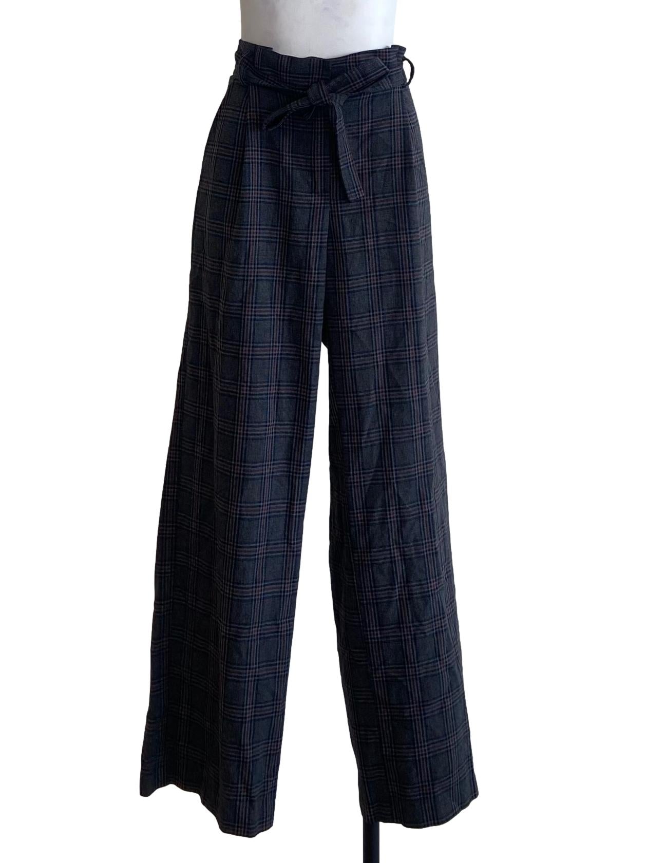Black & Red Tartan Straight Formal Pants