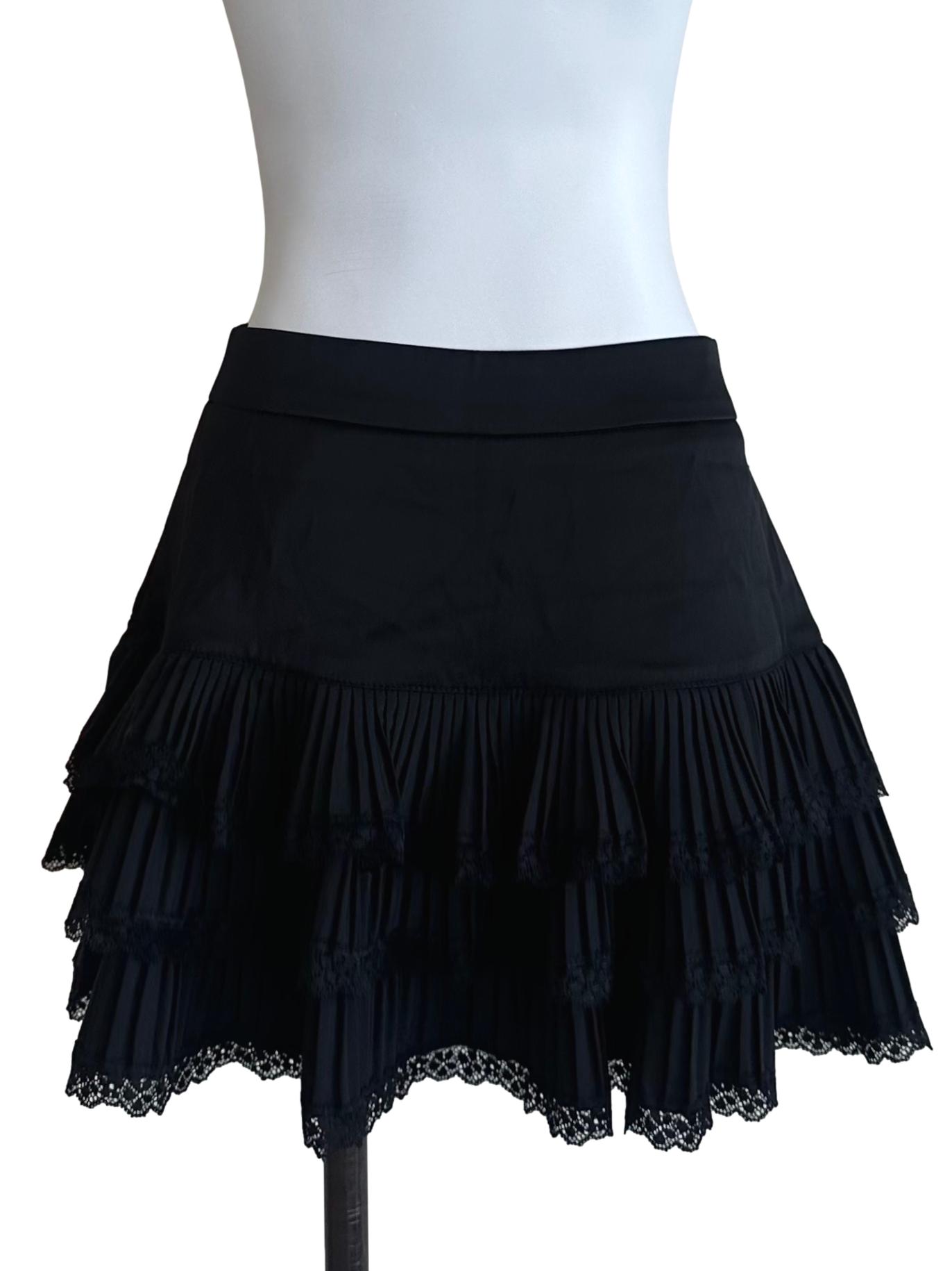 Onyx Black Pleated Layered Skort
