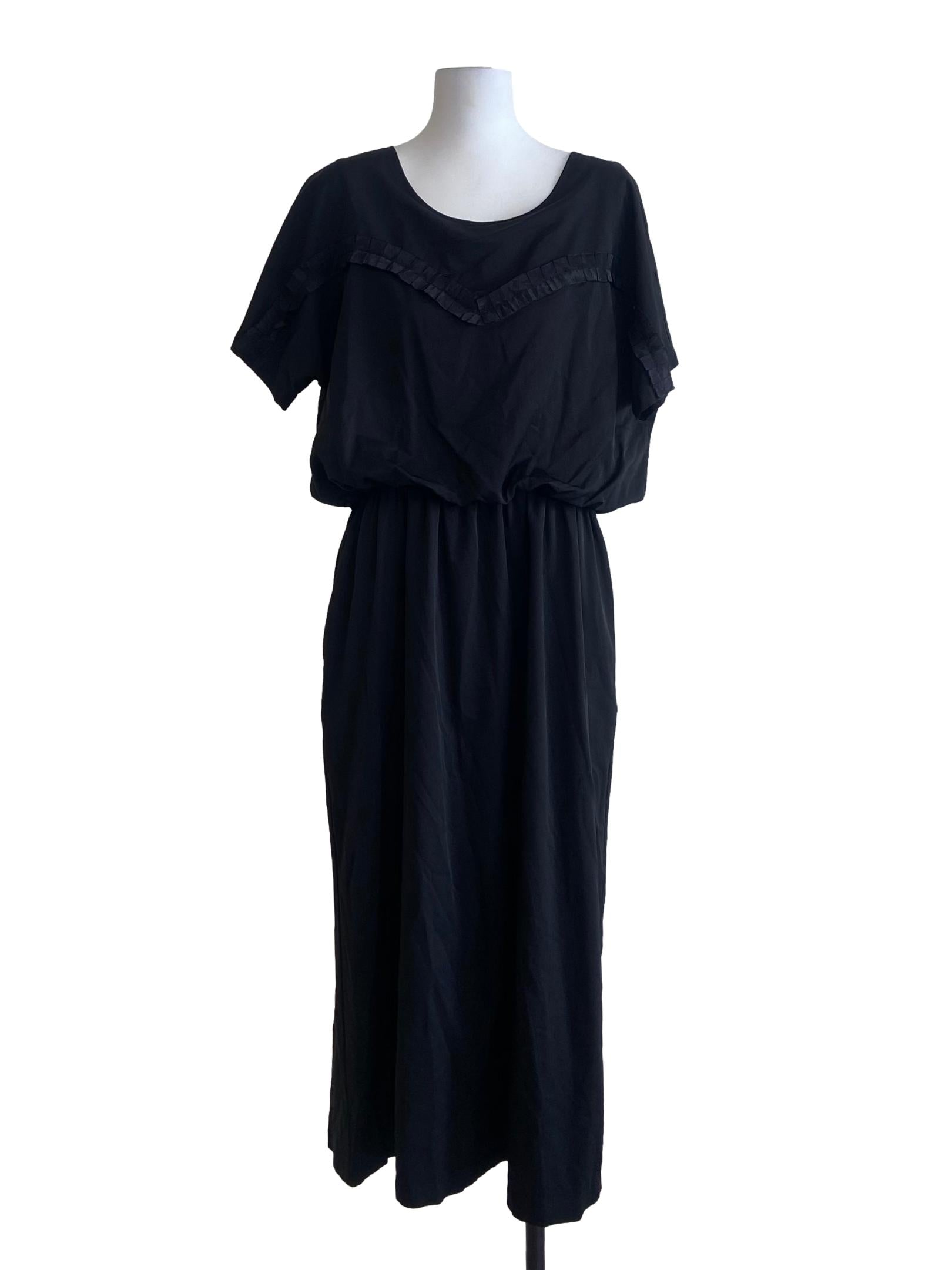 Black Batwing Sleeve A-Line Dress