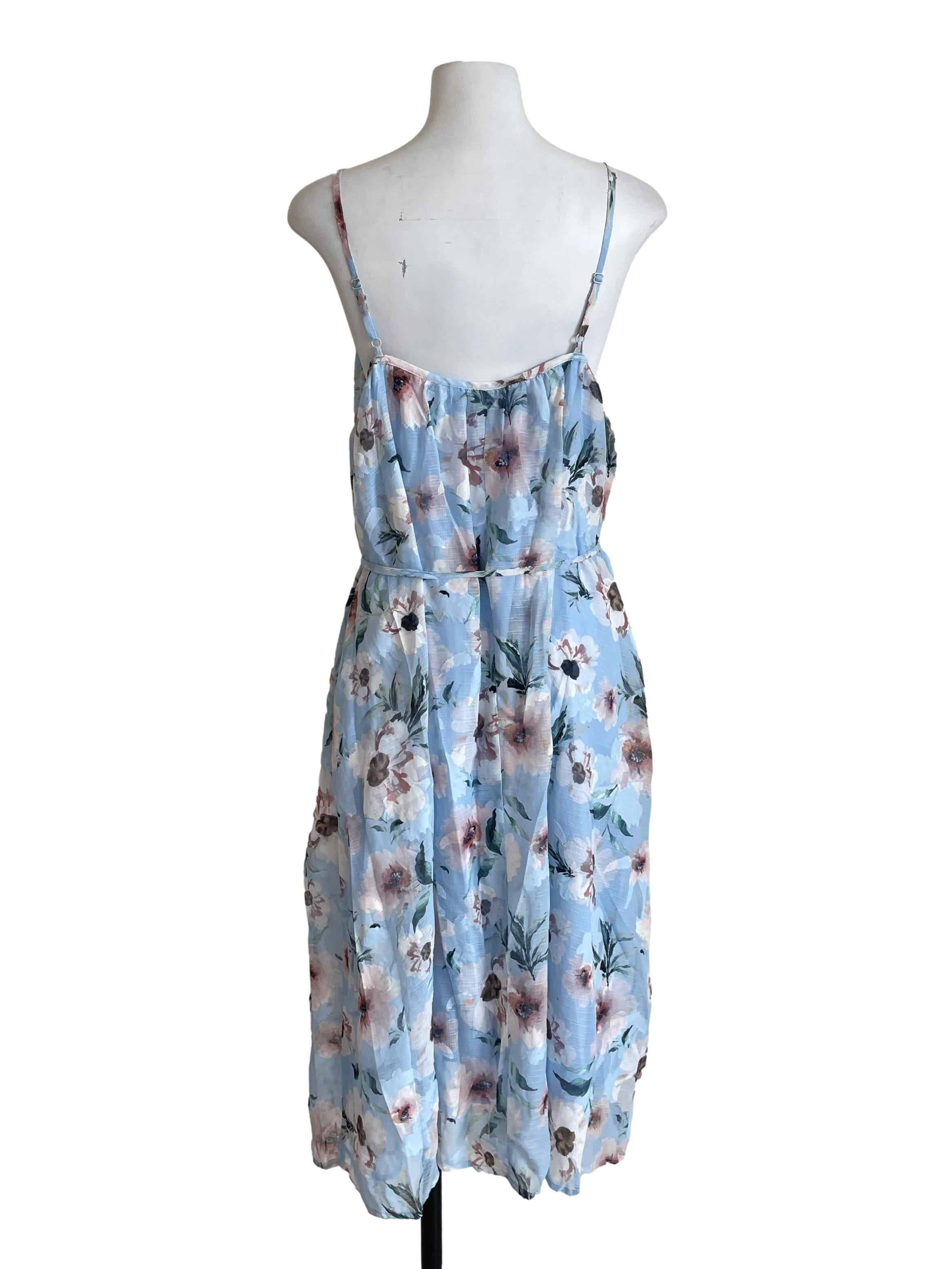 Baby Blue Floral Chiffon Flowy Dress