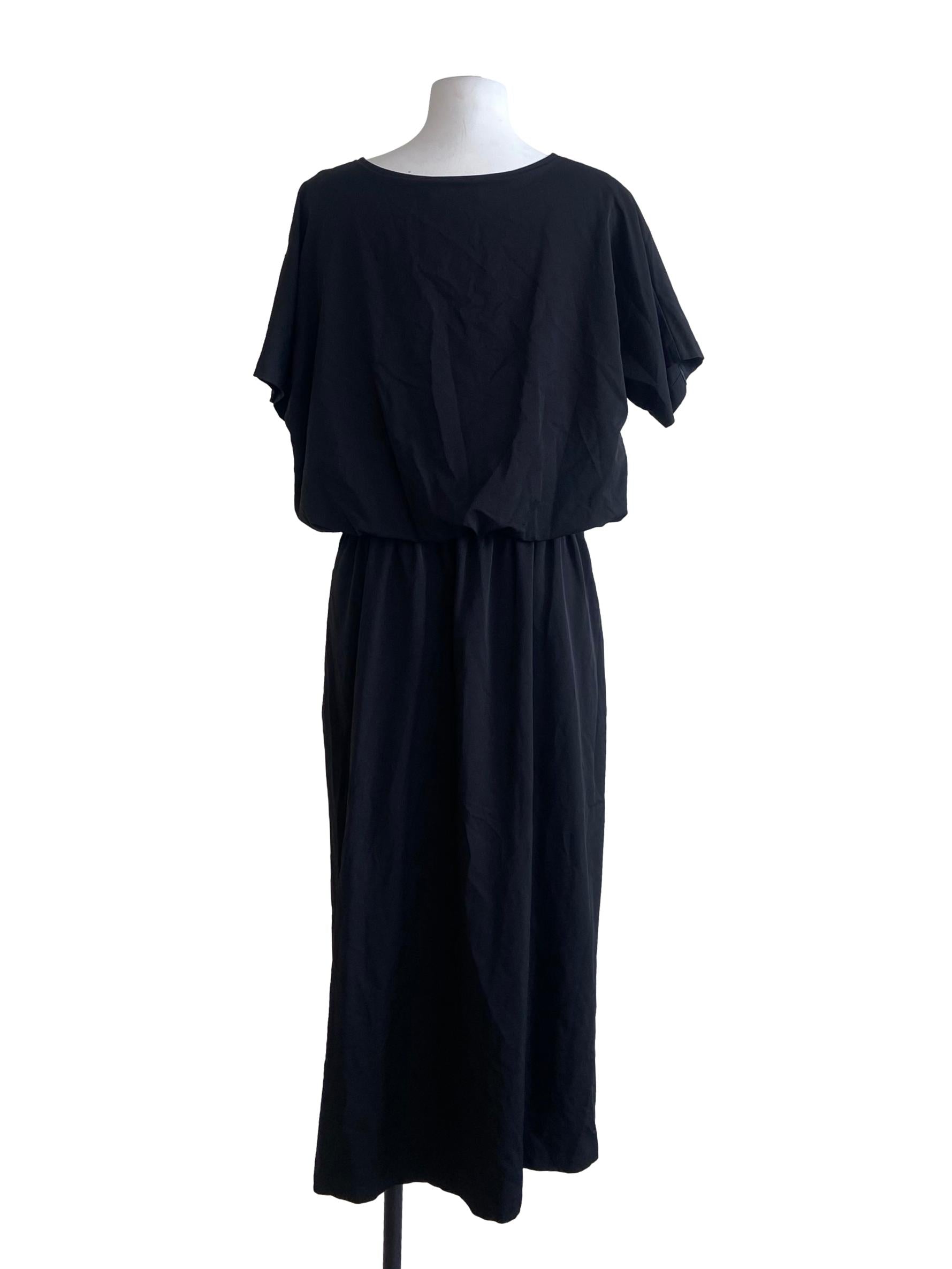Black Batwing Sleeve A-Line Dress