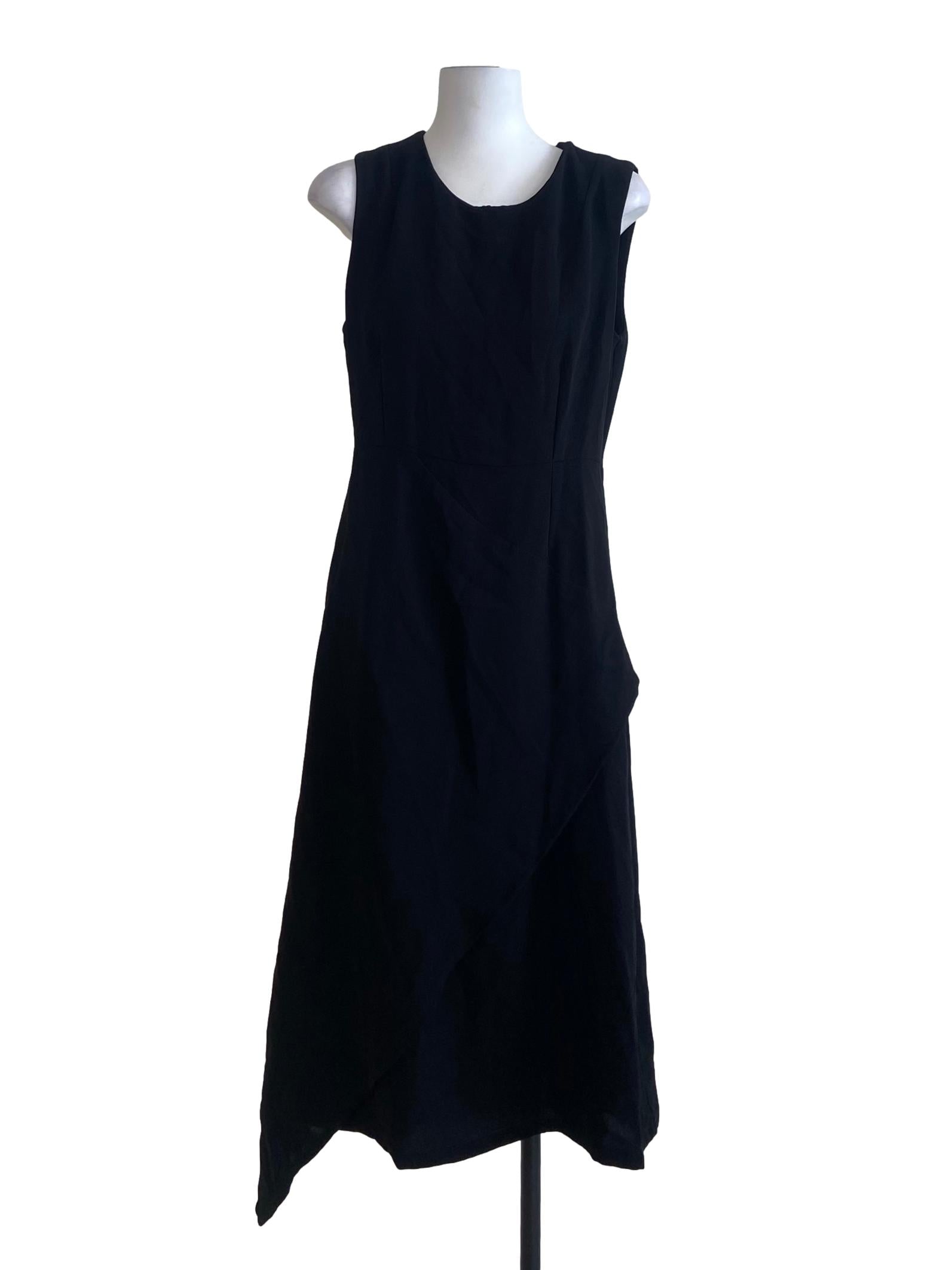 Black Asymmetric Sleeveless Dress