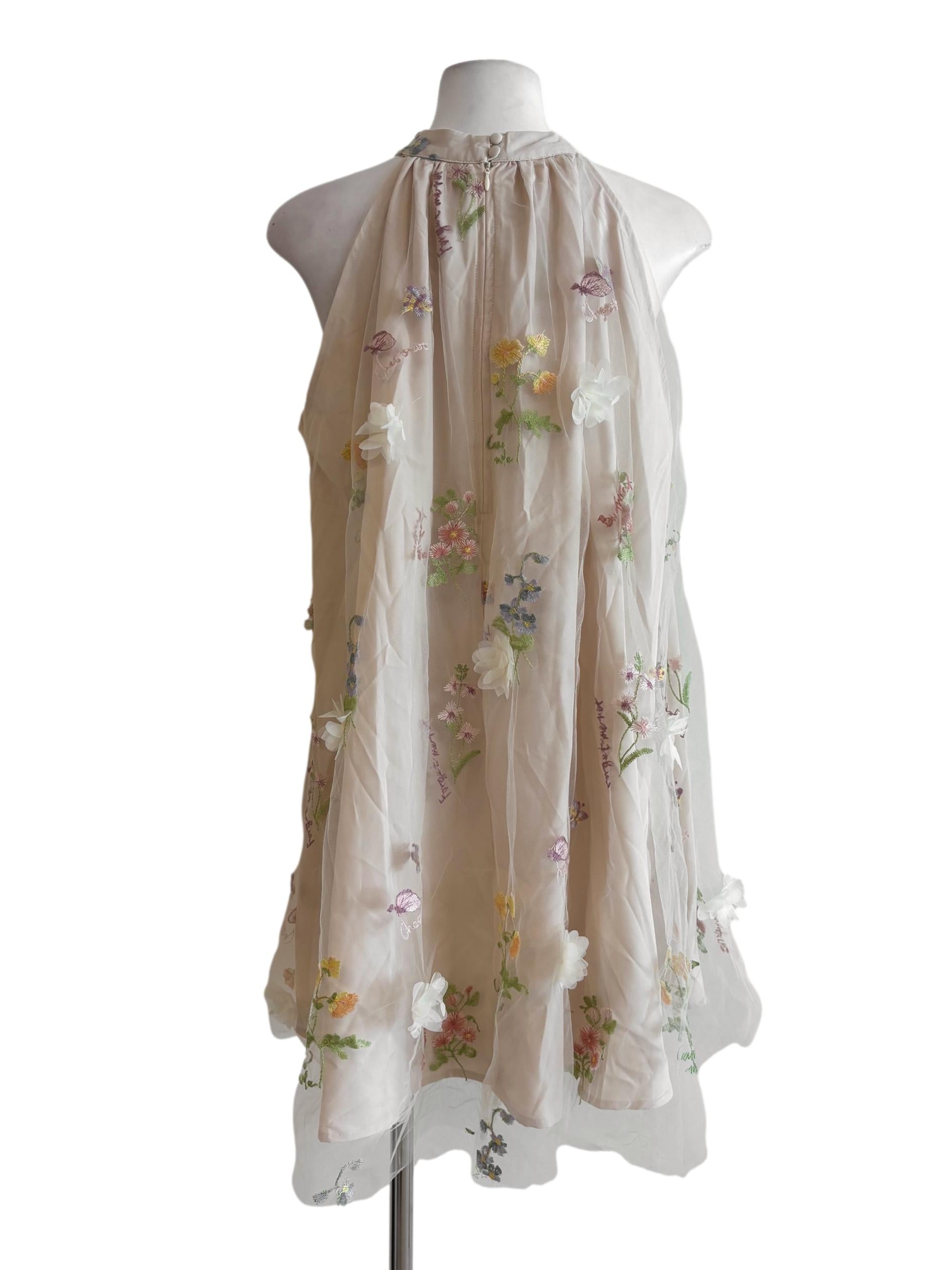 Champagne Floral Embroidered Tent Dress