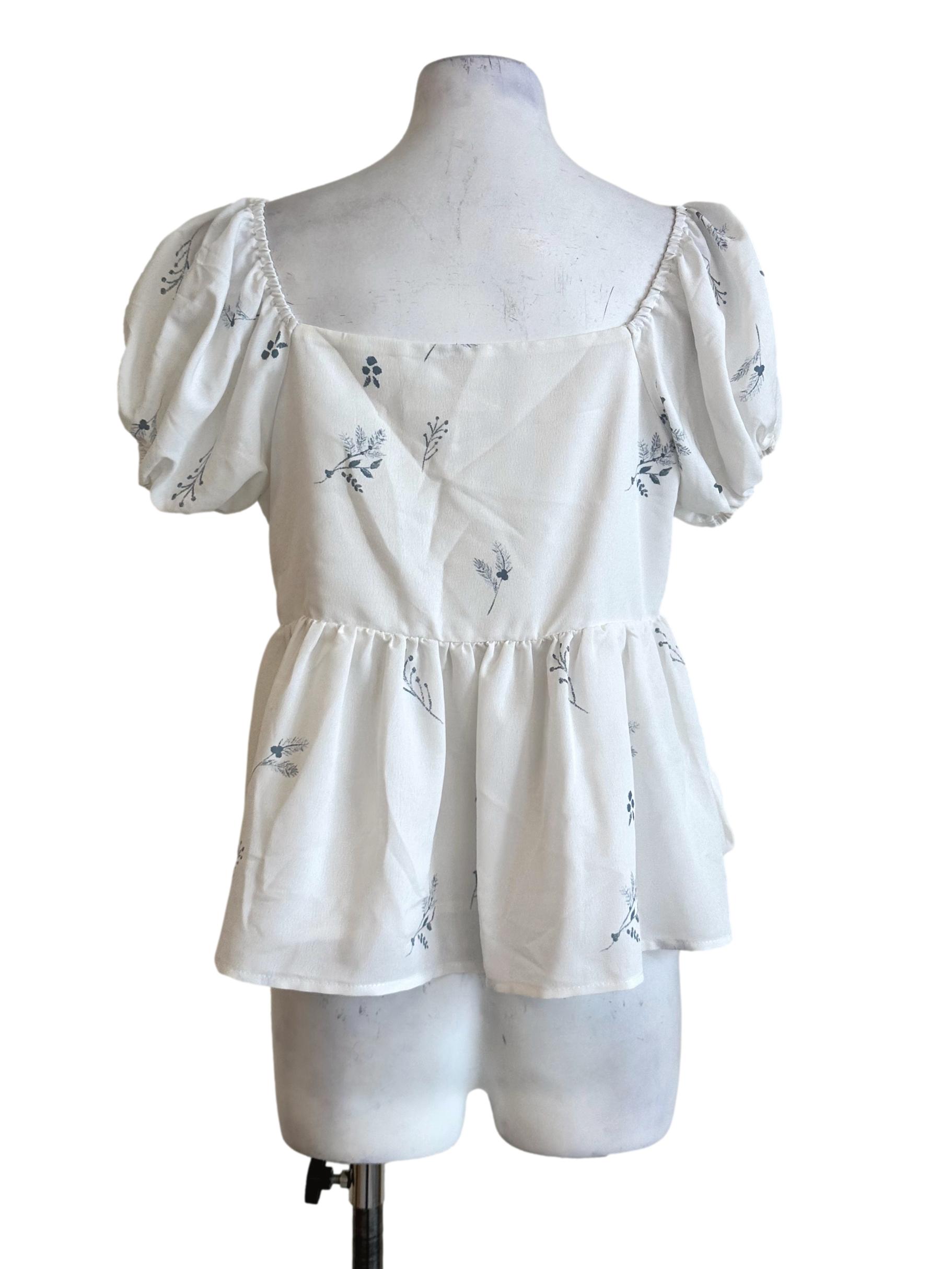 Porcelain White Floral Printed Top