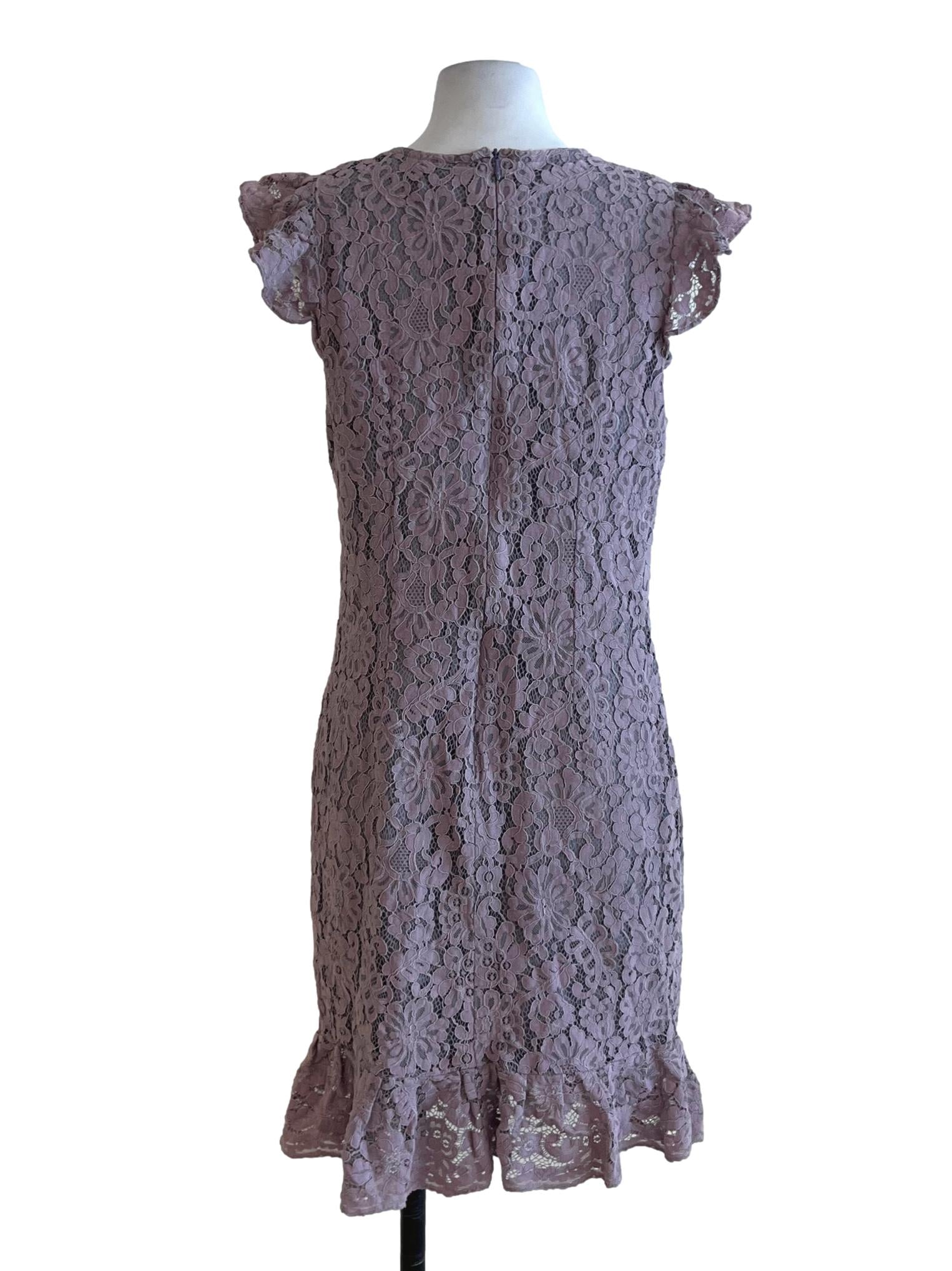 Mauve Purple Lace Empire Dress