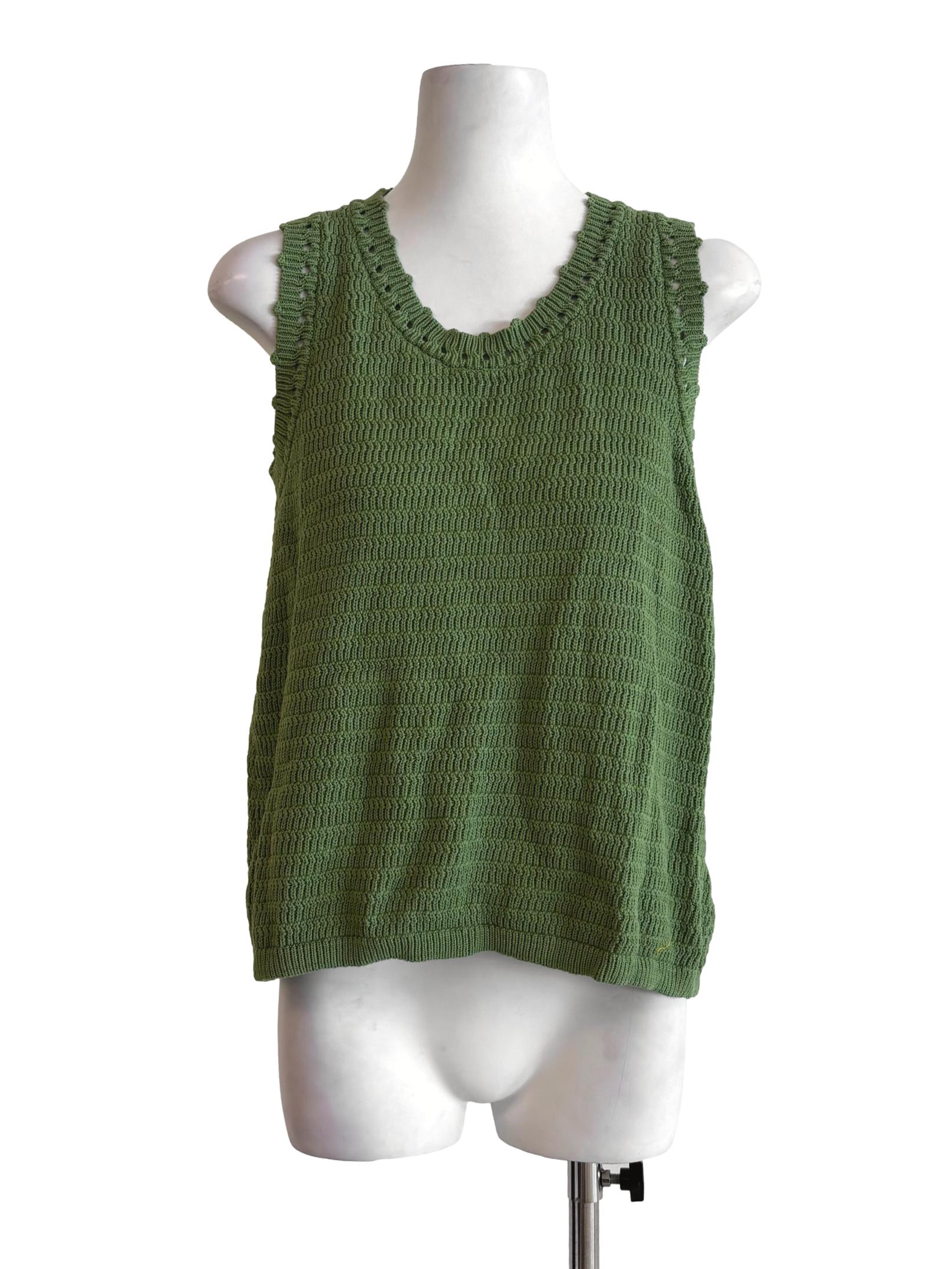 Avocado Green Sleeveless Knit Top LB