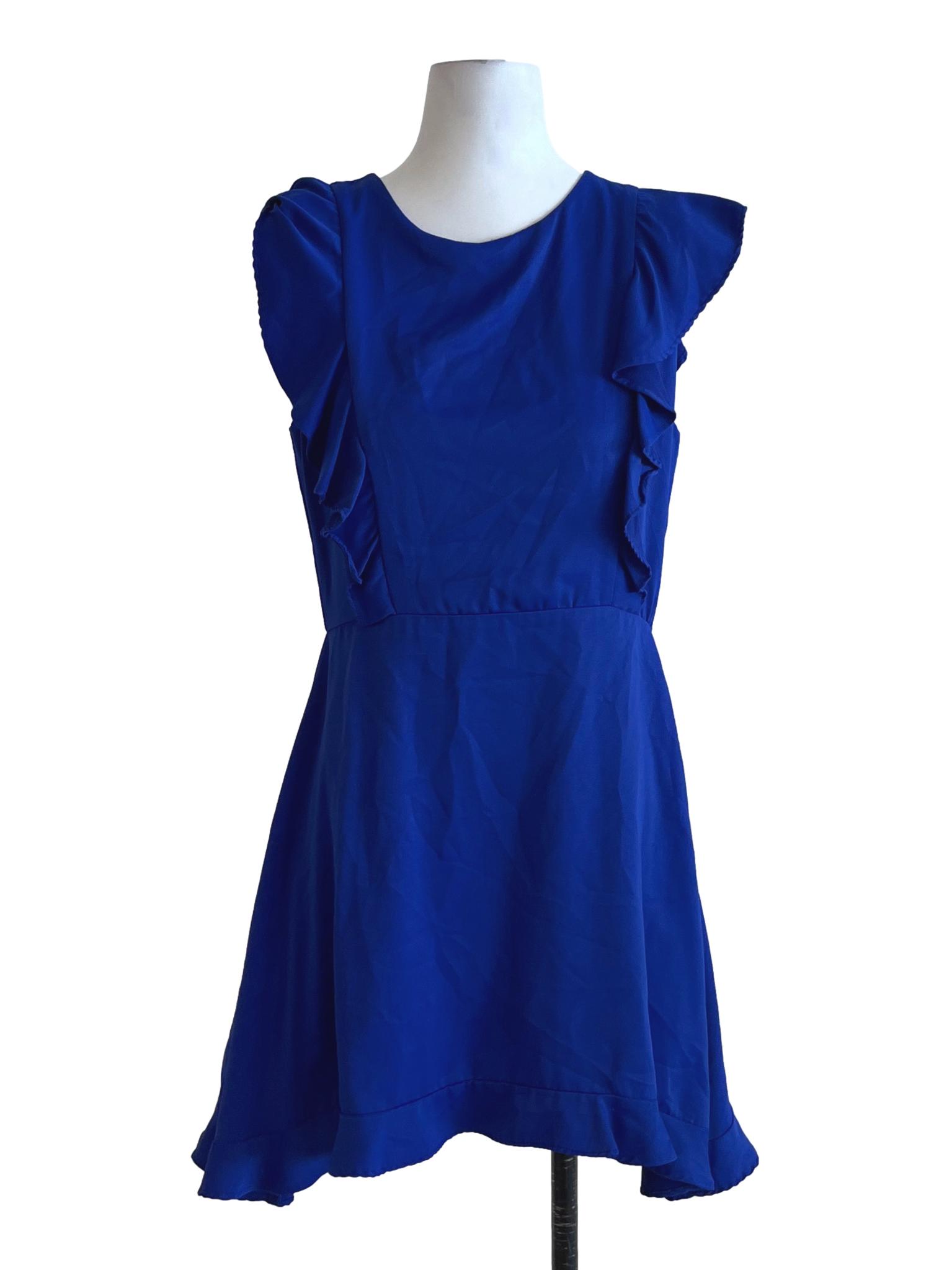 Cobalt Blue Jewel Neckline A-Line Dress