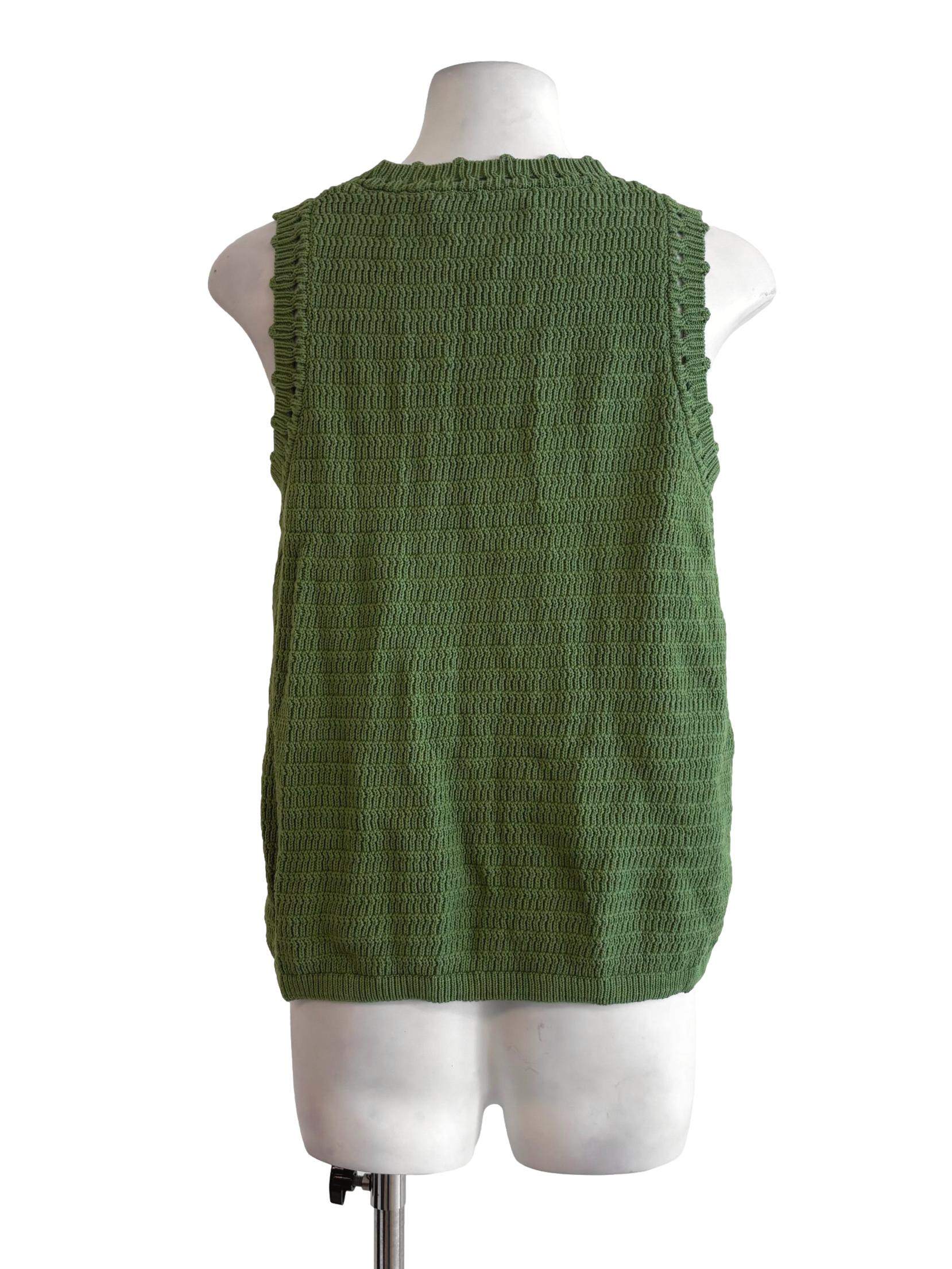 Avocado Green Sleeveless Knit Top LB