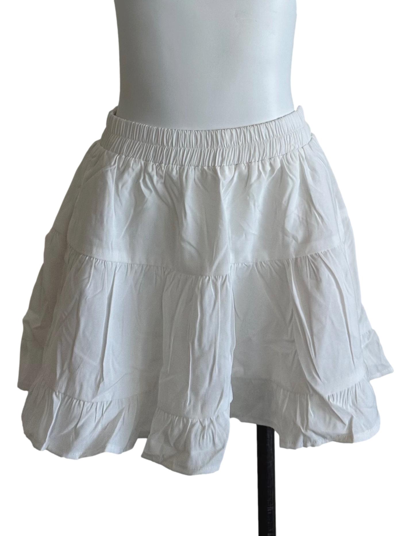 Salt White Elastic Waist Tiered Skort