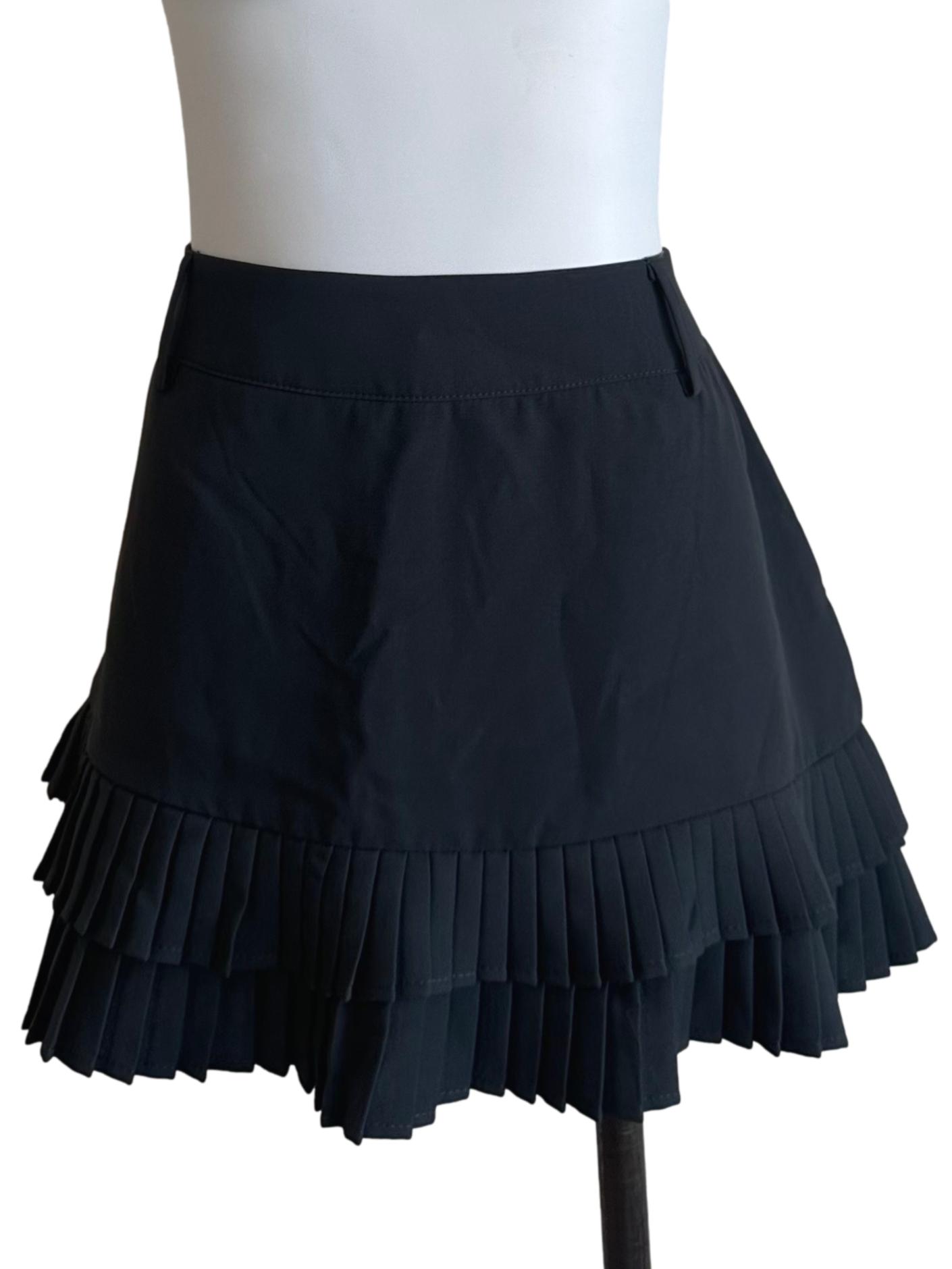 Charcoal Grey Pleated Layered Skort