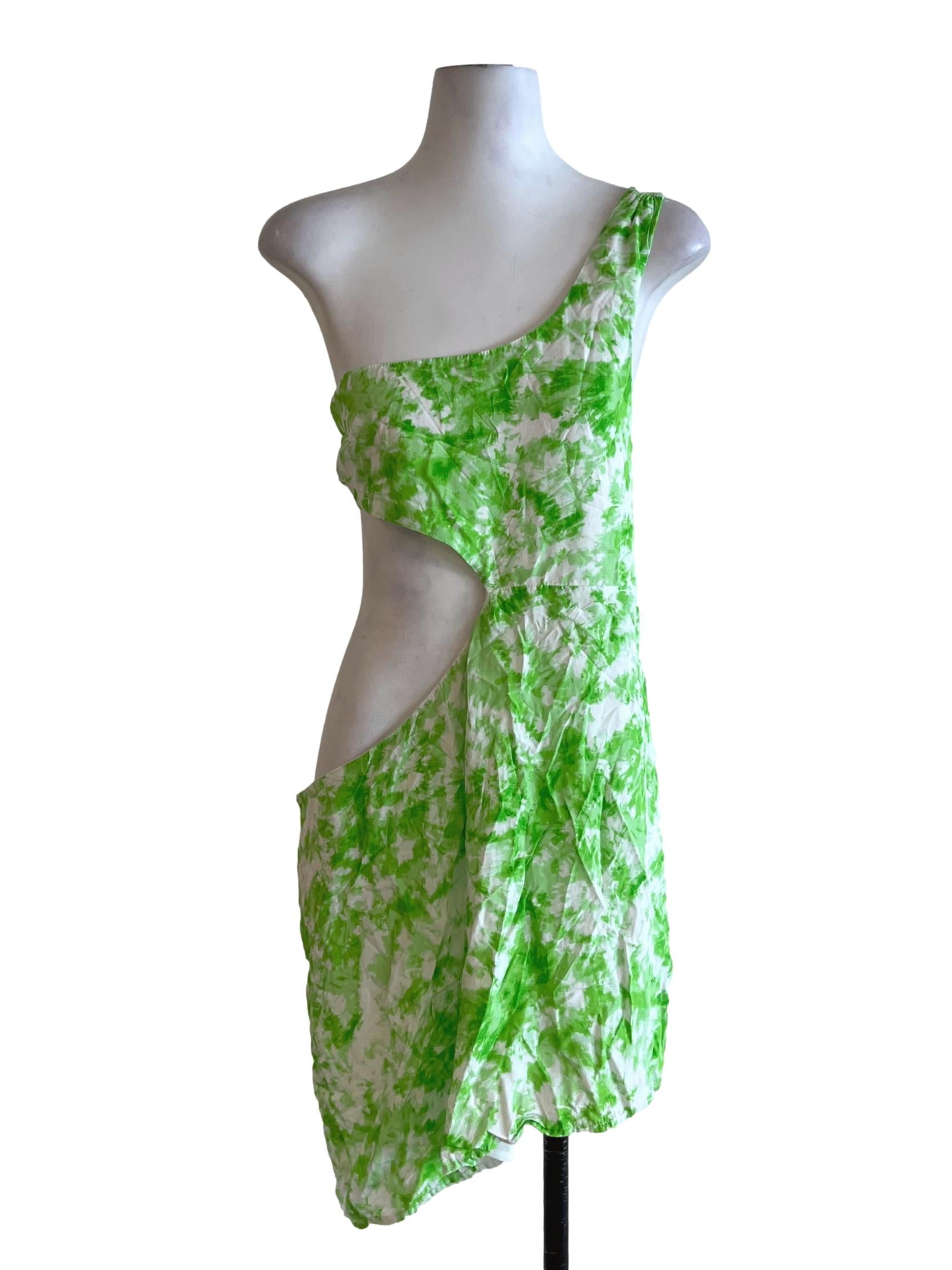 Lime Green Abstract Sheath Dress
