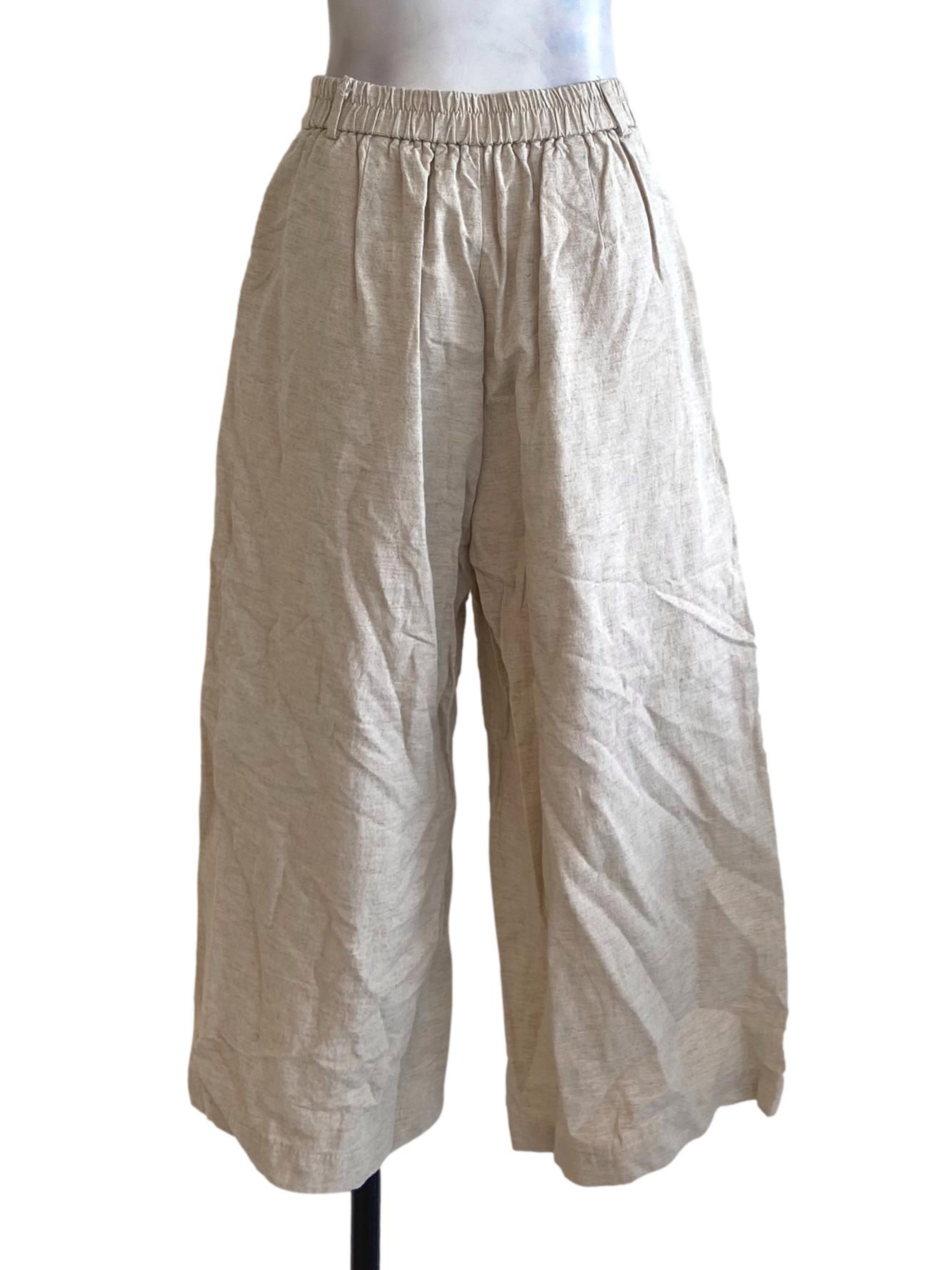 Linen Beige Gaucho Pants
